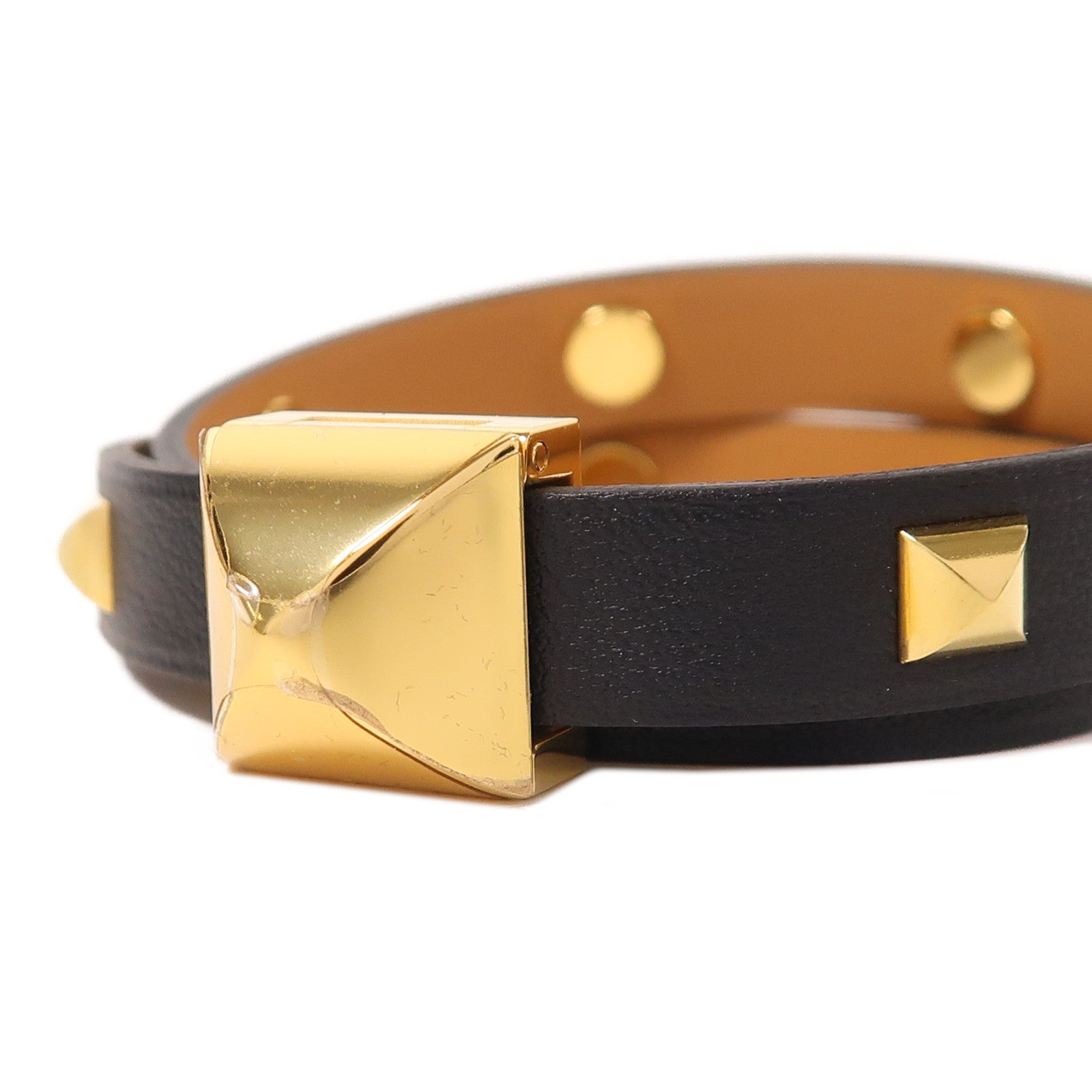 HERMES 金屬/Swift皮革Medor Infini Cloute Double Tour手鐲