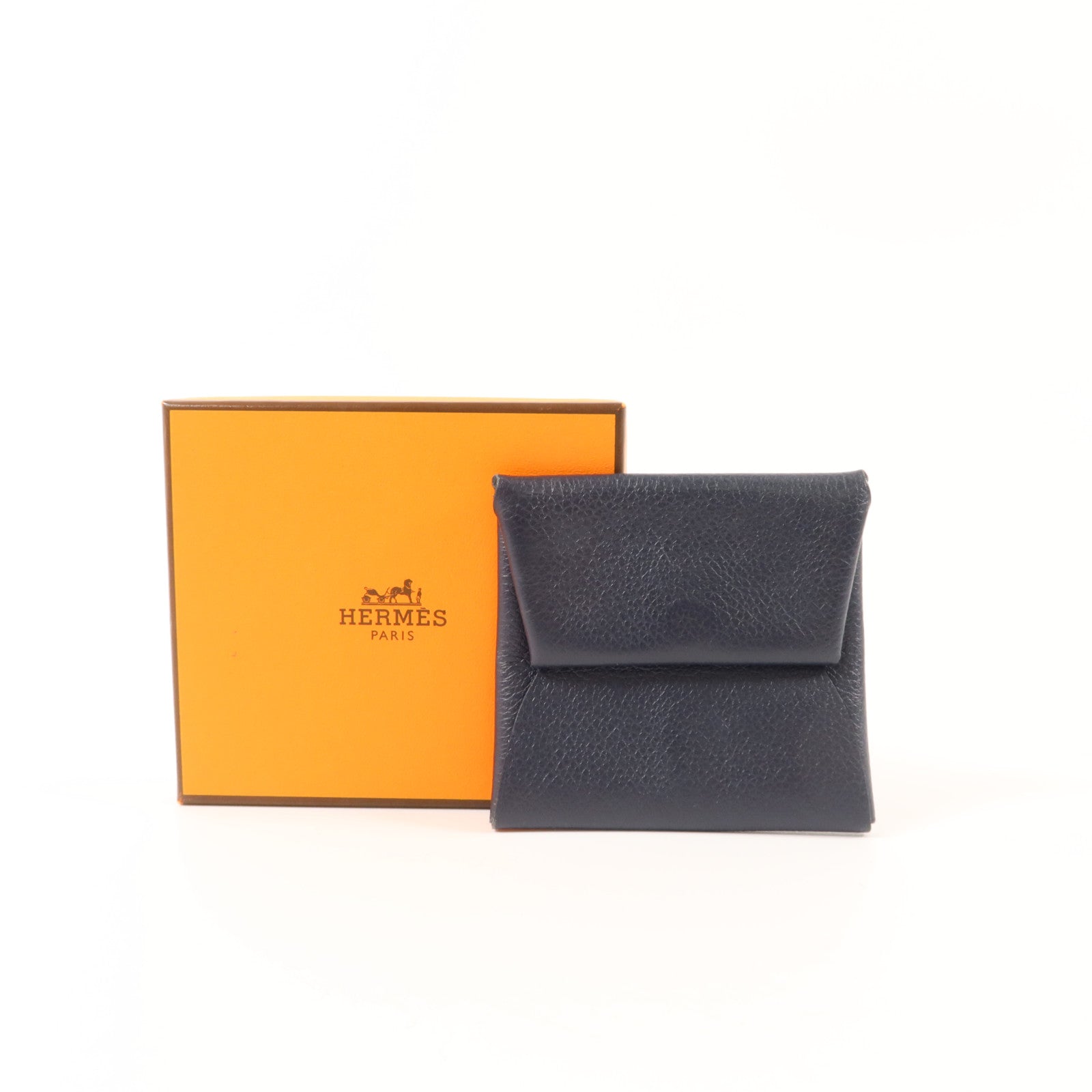 HERMES Evercolor皮革Bastia零錢包Bleu Nuit
