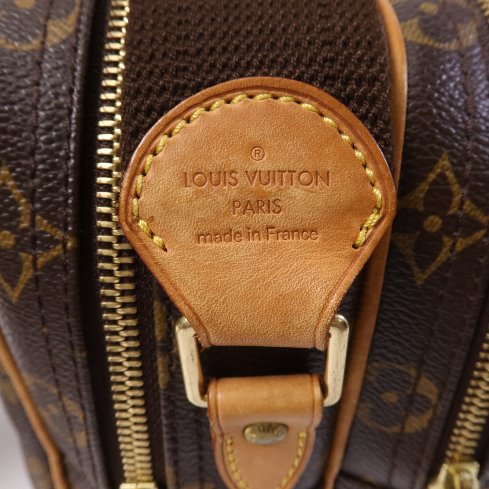 LOUIS VUITTON Monogram Reporter PM金扣肩背袋棕色