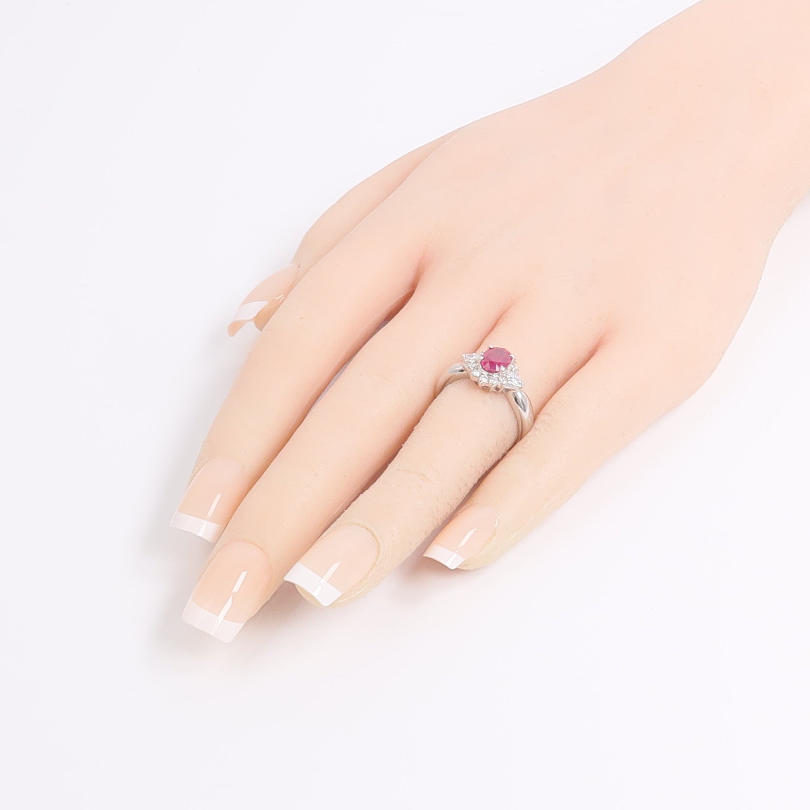 JEWELRY PT850鉑金Ruby Diamond Ring紅寶石/鑽石戒指