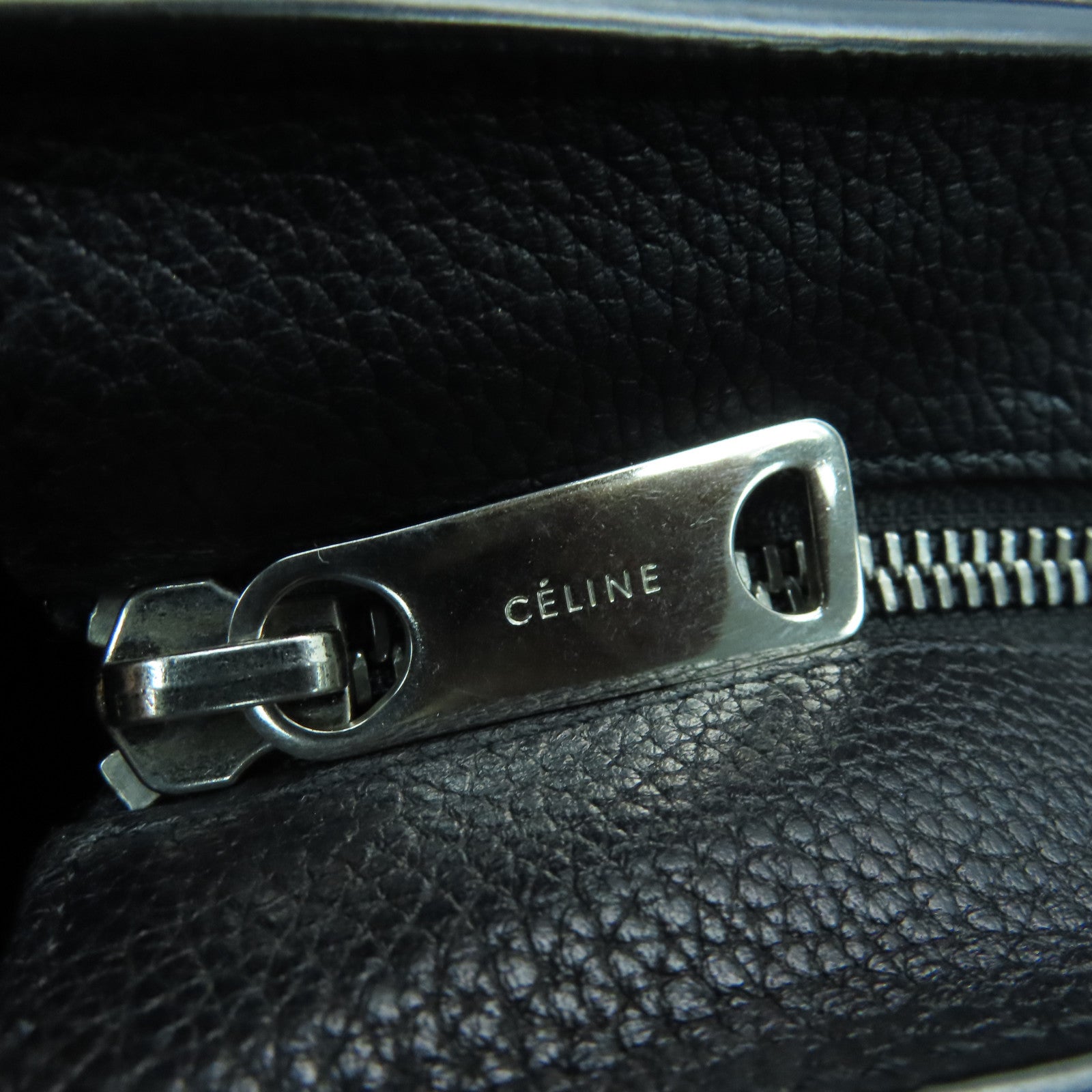 CELINE 麂皮/牛皮皮革Trapeze銀扣手挽肩背兩用袋黑色