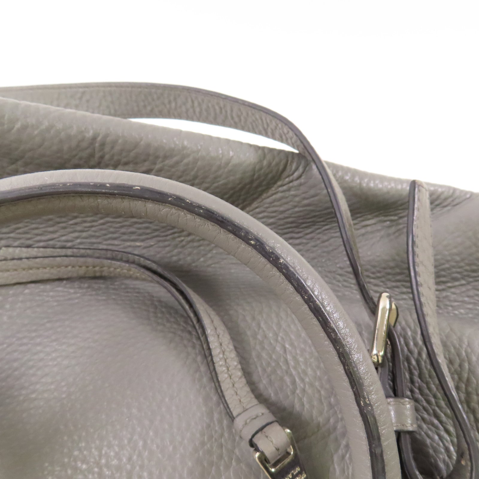 PRADA SHW 2 Way Shoulder Bag Handbag Calfskin Leather Gray Grey