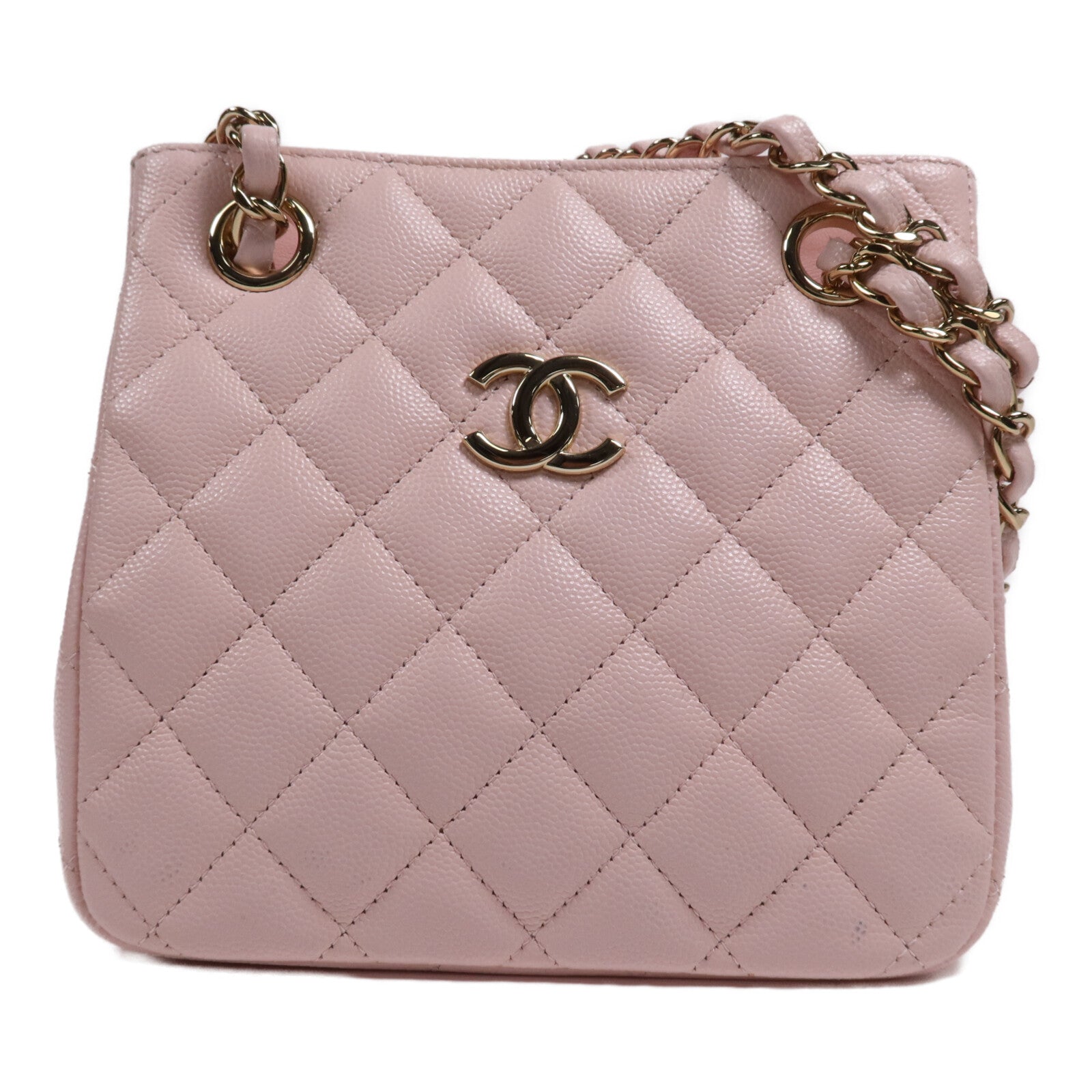 CHANEL 牛皮皮革Shoulder Bag金扣鏈帶肩背袋