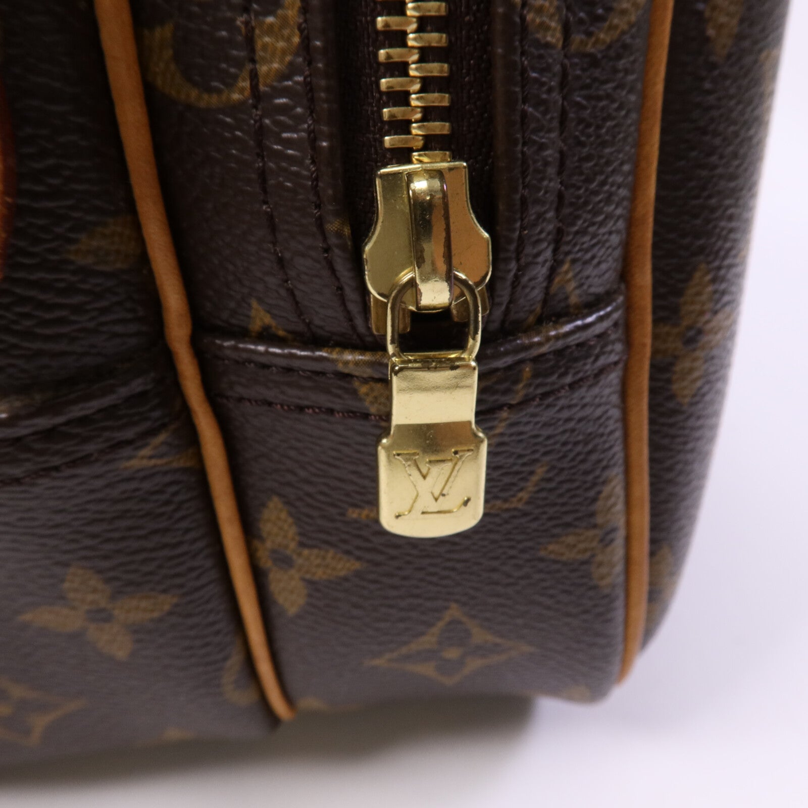 LOUIS VUITTON Monogram Reporter PM金扣肩背袋棕色