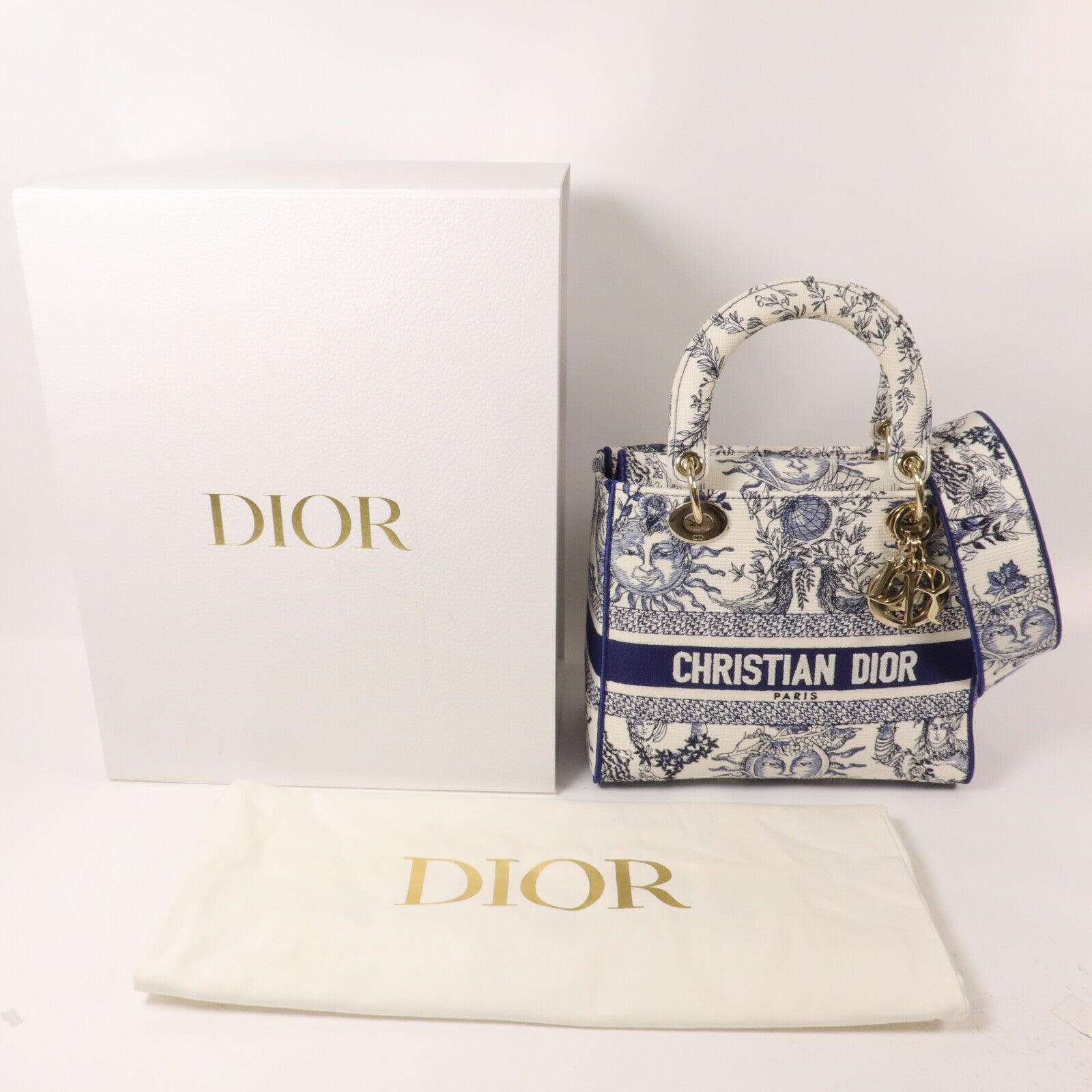 Dior 帆布Lady Dior D-Lite Medium手挽肩背兩用袋