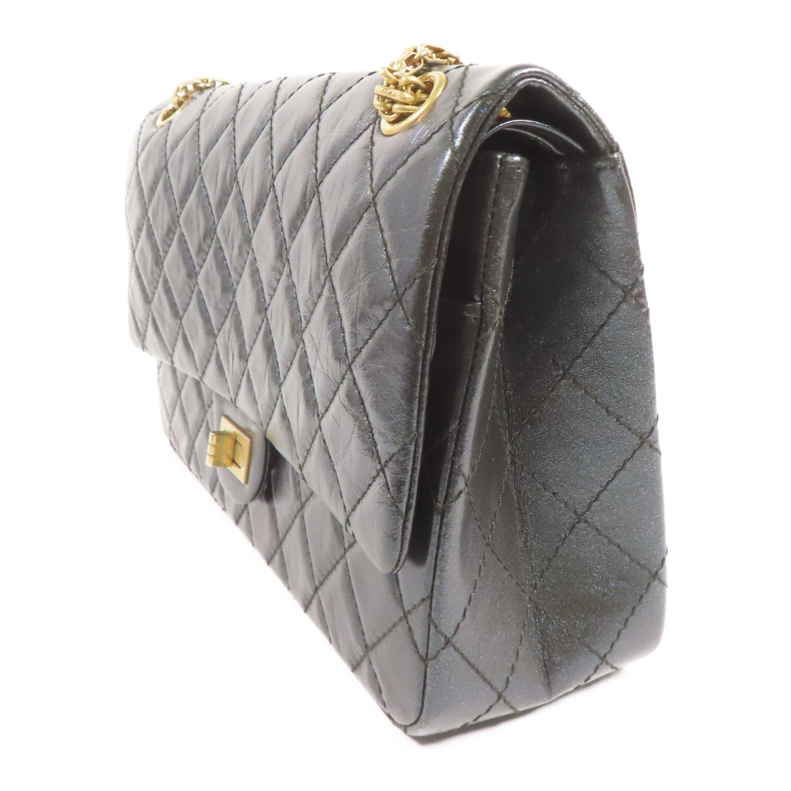 CHANEL 牛皮皮革2.55金扣鏈帶肩背袋