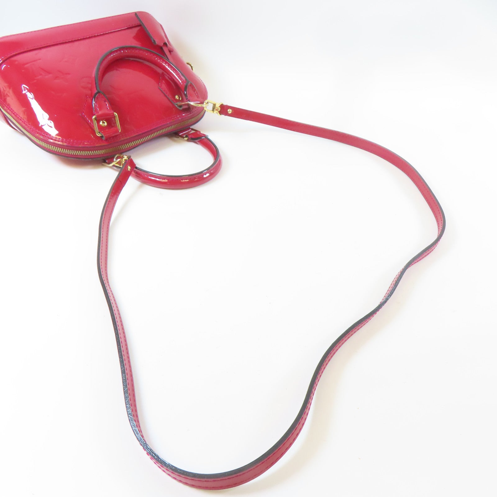 LOUIS VUITTON Vernis Alma BB金扣手挽肩背兩用袋紅色