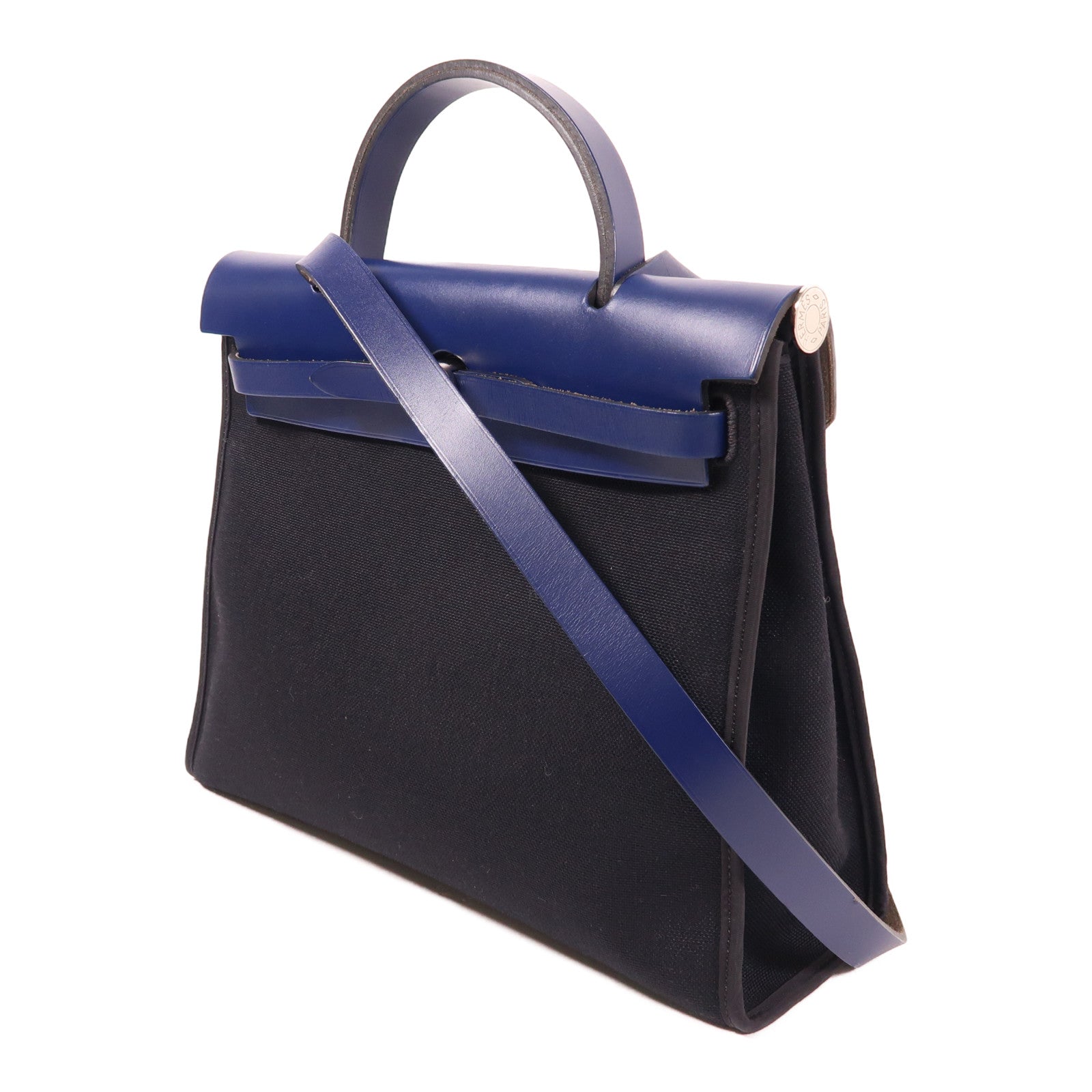 HERMES 帆布Herbag PM銀扣手挽肩背兩用袋