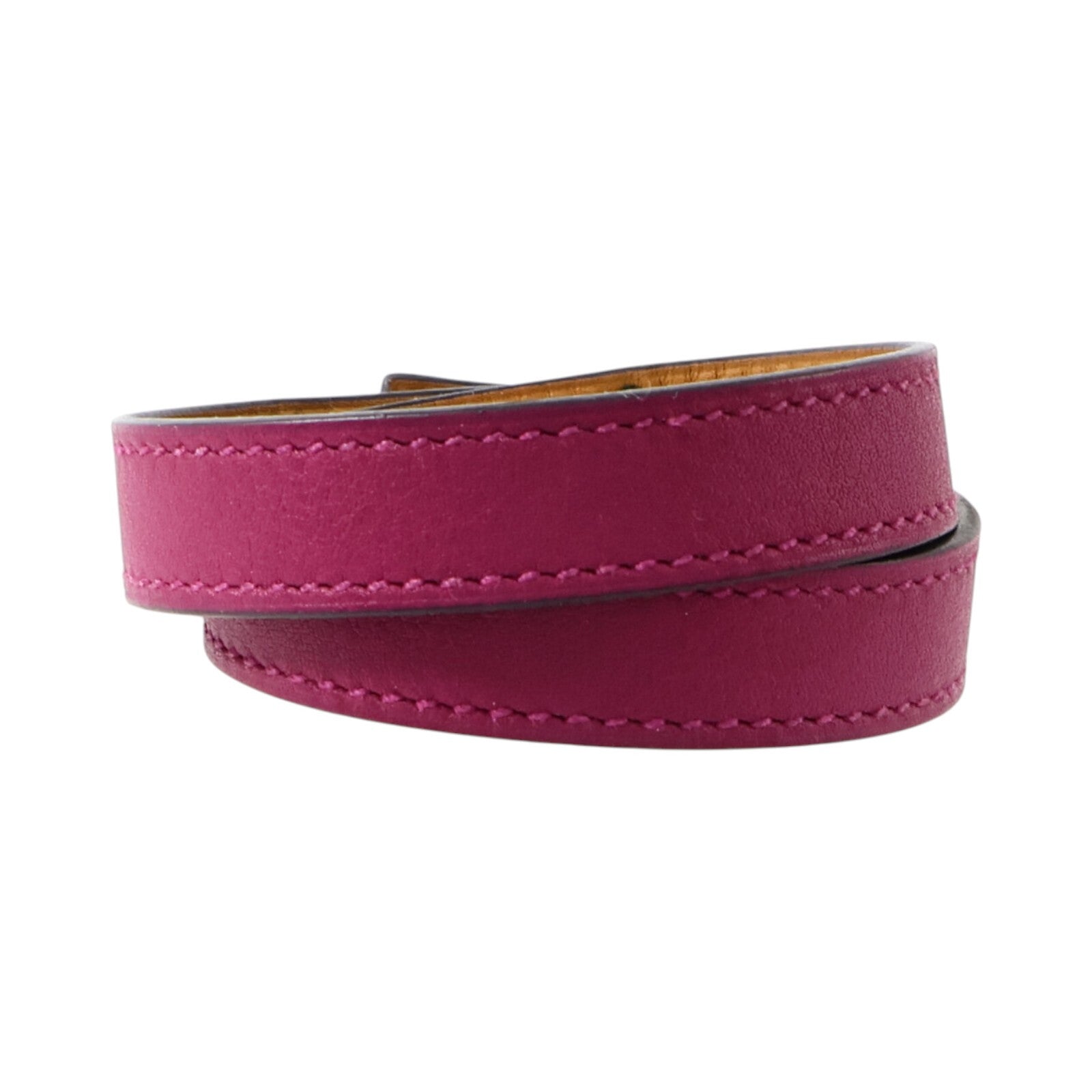 HERMES Swift皮革Kelly Double Tour Bracelet金扣手鏈Rose Pourpre