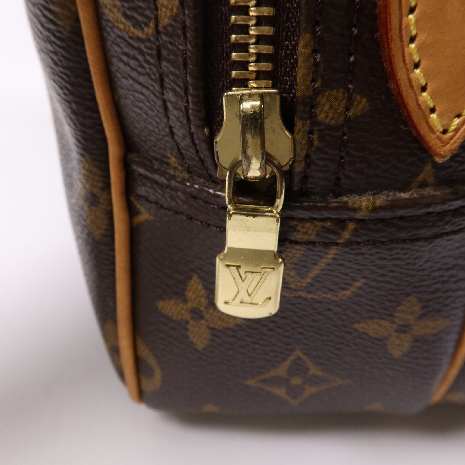 LOUIS VUITTON Monogram Reporter PM金扣肩背袋棕色