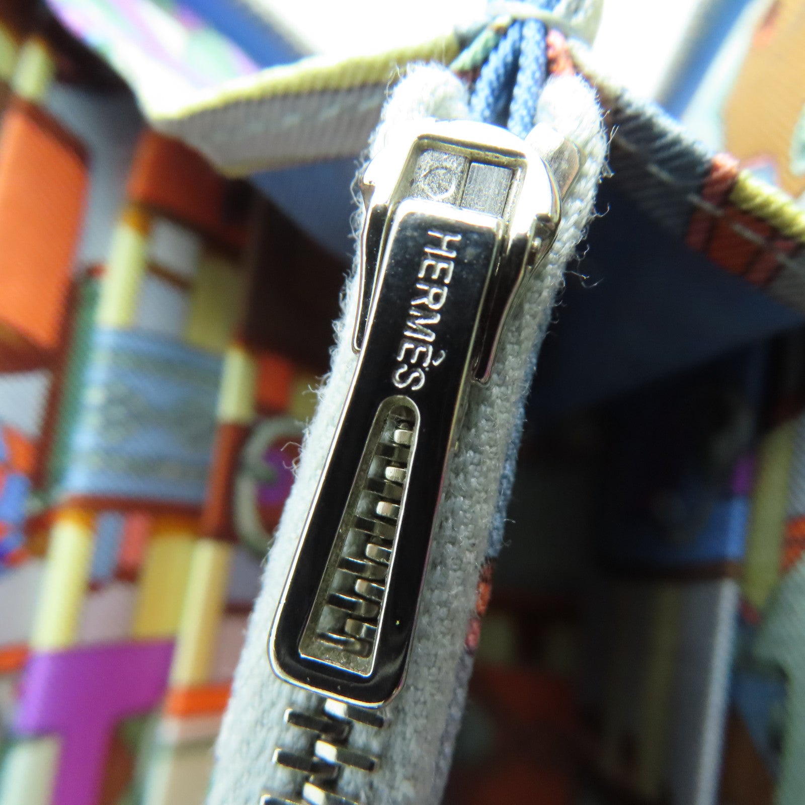 HERMES 【激减优惠】Epsom皮革Long Wallet银扣长钱包蓝色