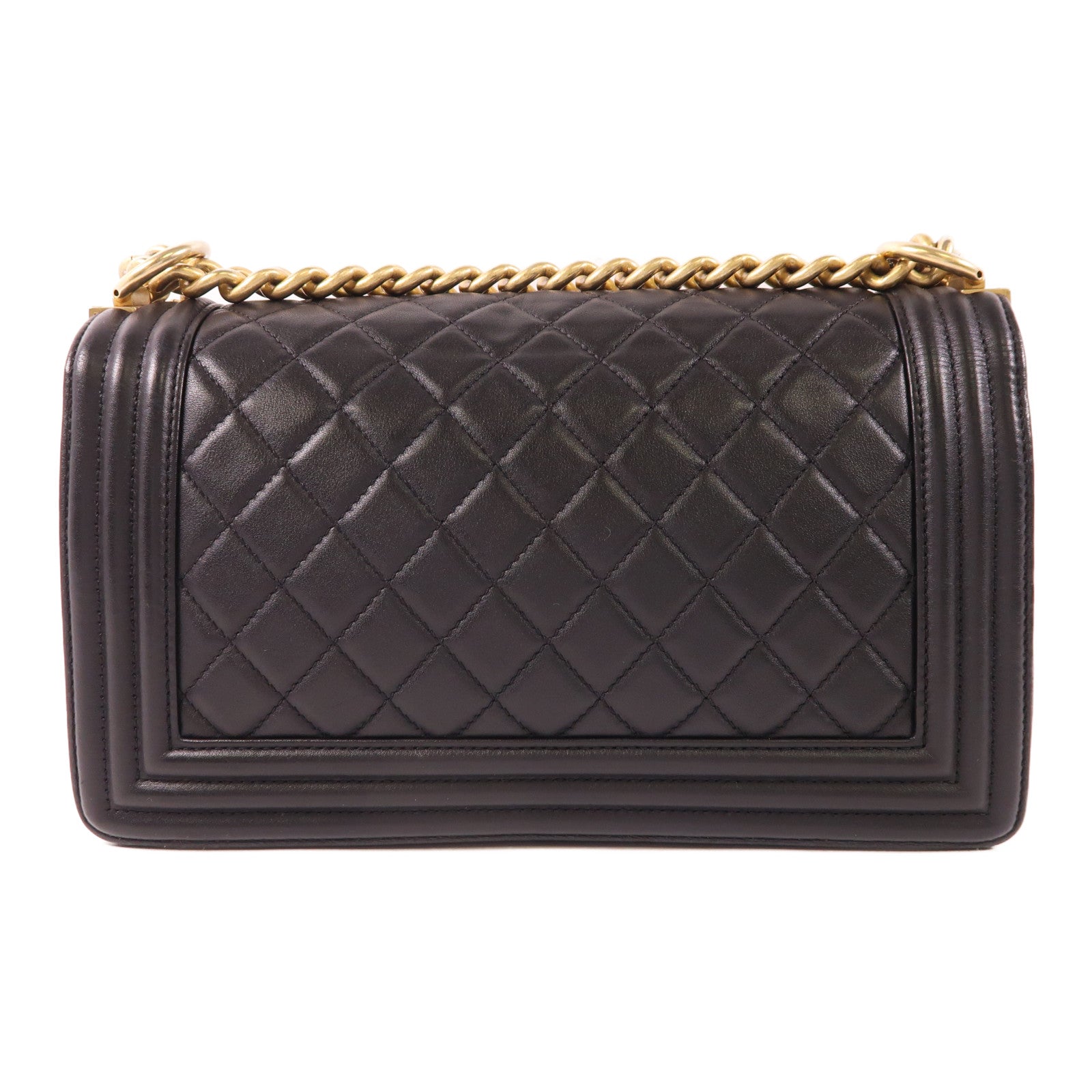 CHANEL 羊皮皮革Boy 25金扣鏈帶肩背袋