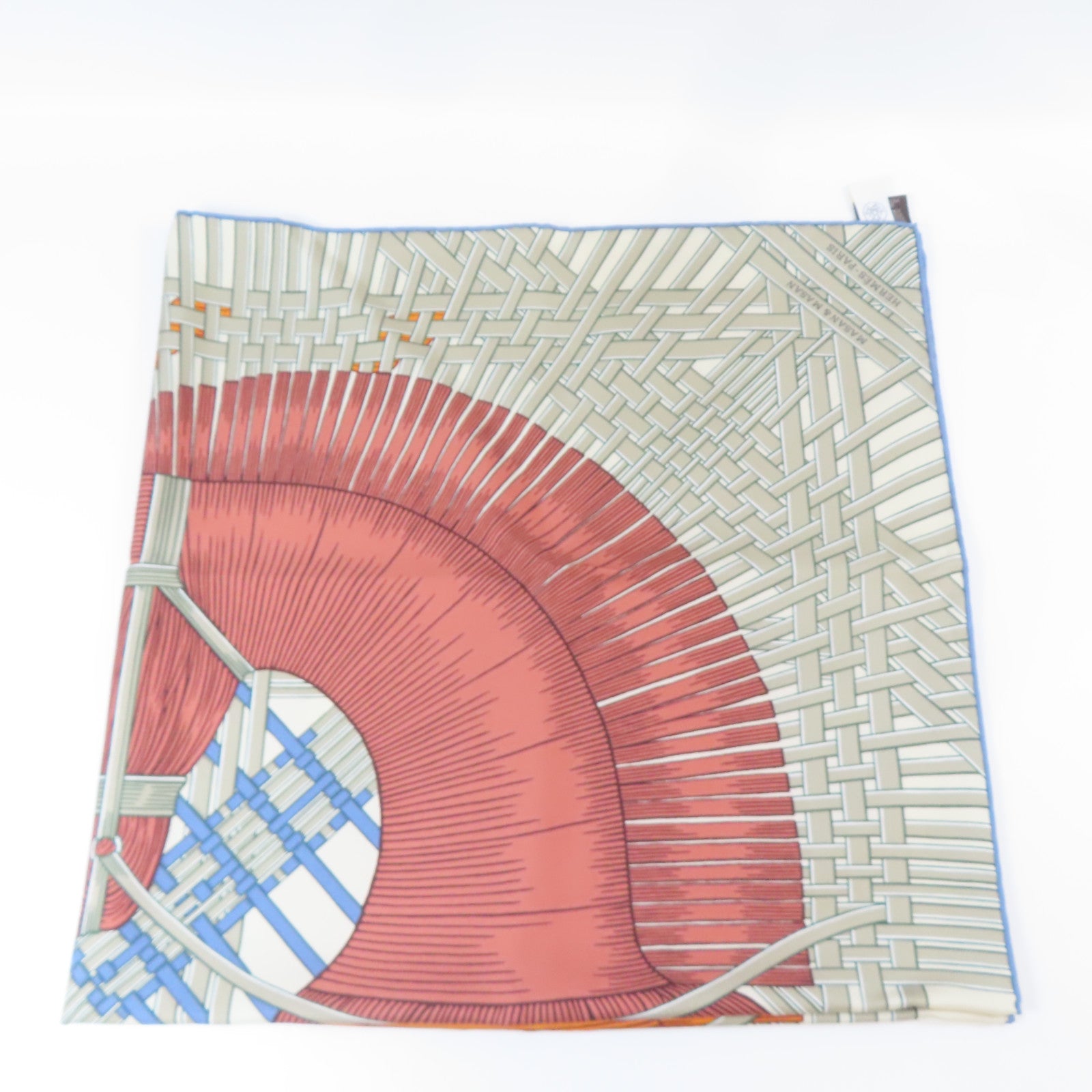 HERMES 絲質Scarf 90x90cm絲巾米色/紅色/橙色