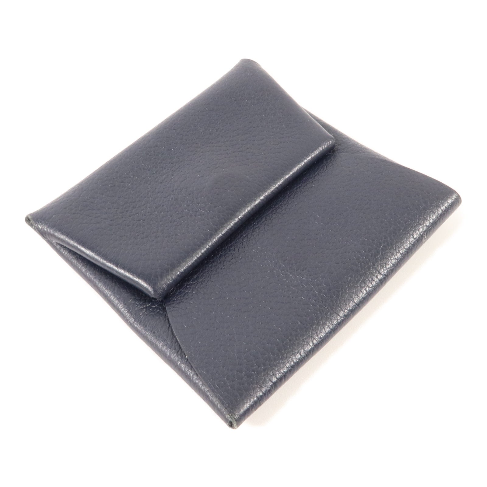 HERMES Evercolor皮革Bastia零錢包Bleu Nuit
