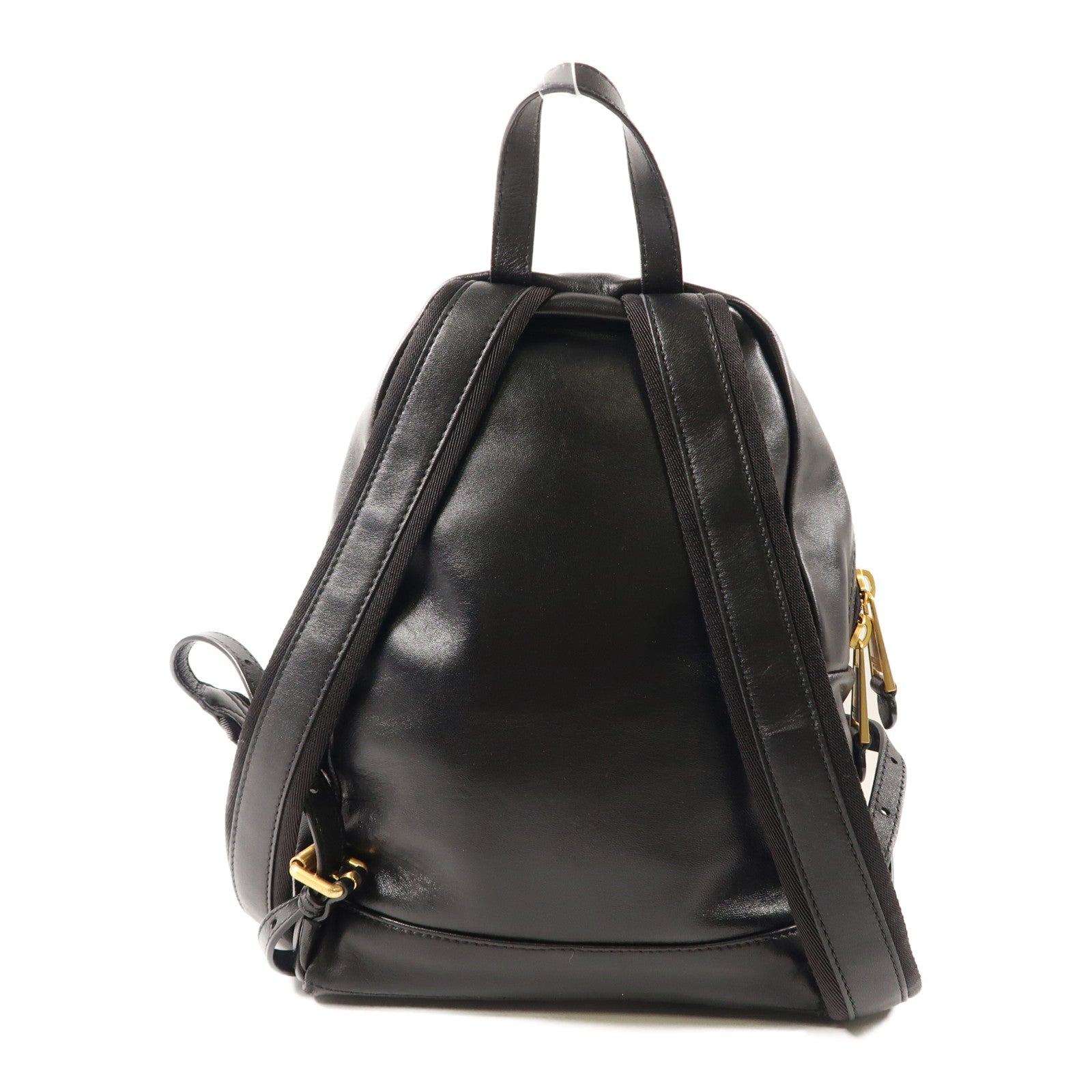 MOSCHINO 牛皮皮革Backpack金扣背包黑色