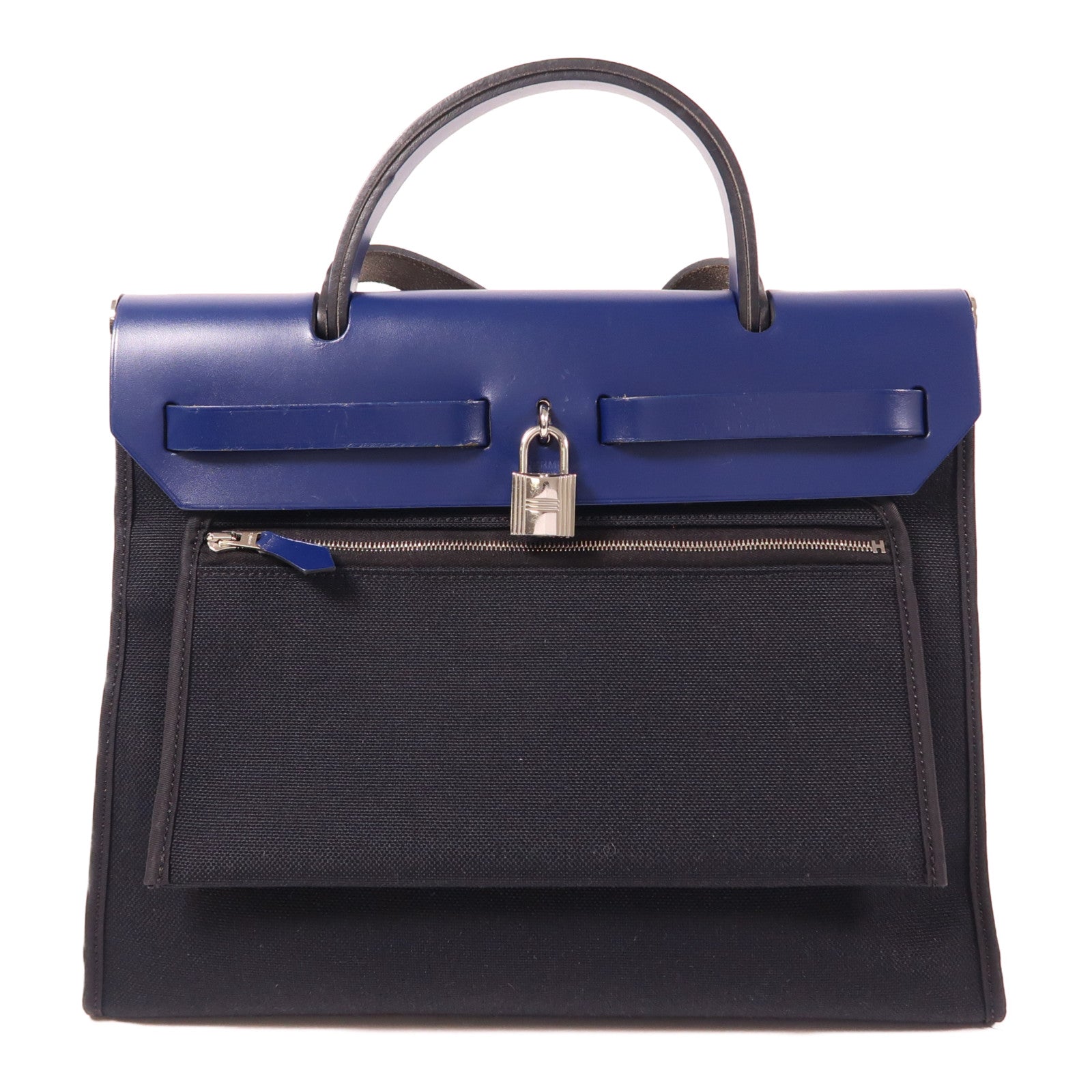 HERMES 帆布Herbag PM銀扣手挽肩背兩用袋
