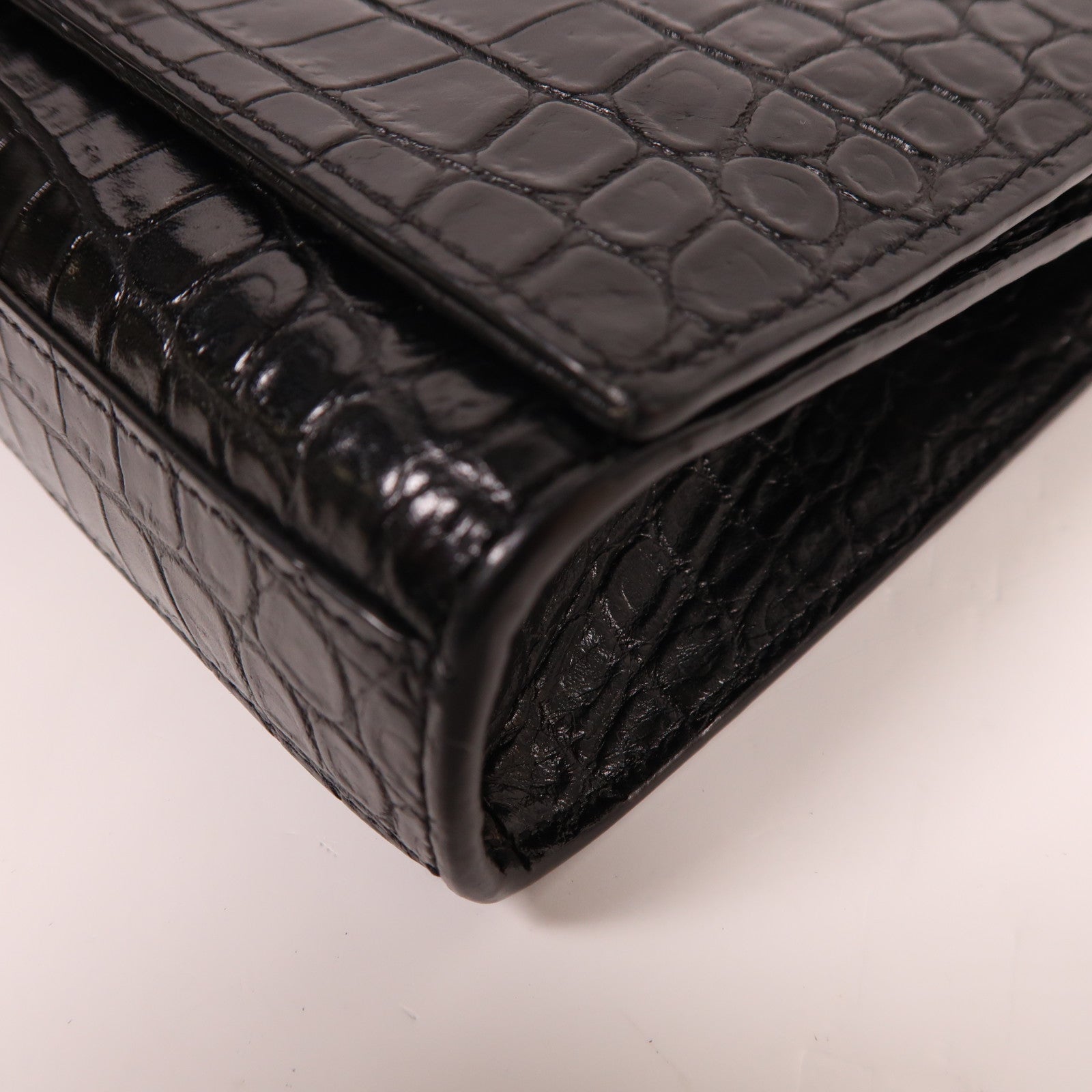 YVES SAINT LAURENT 牛皮皮革Kate銀扣鏈帶肩背袋黑色