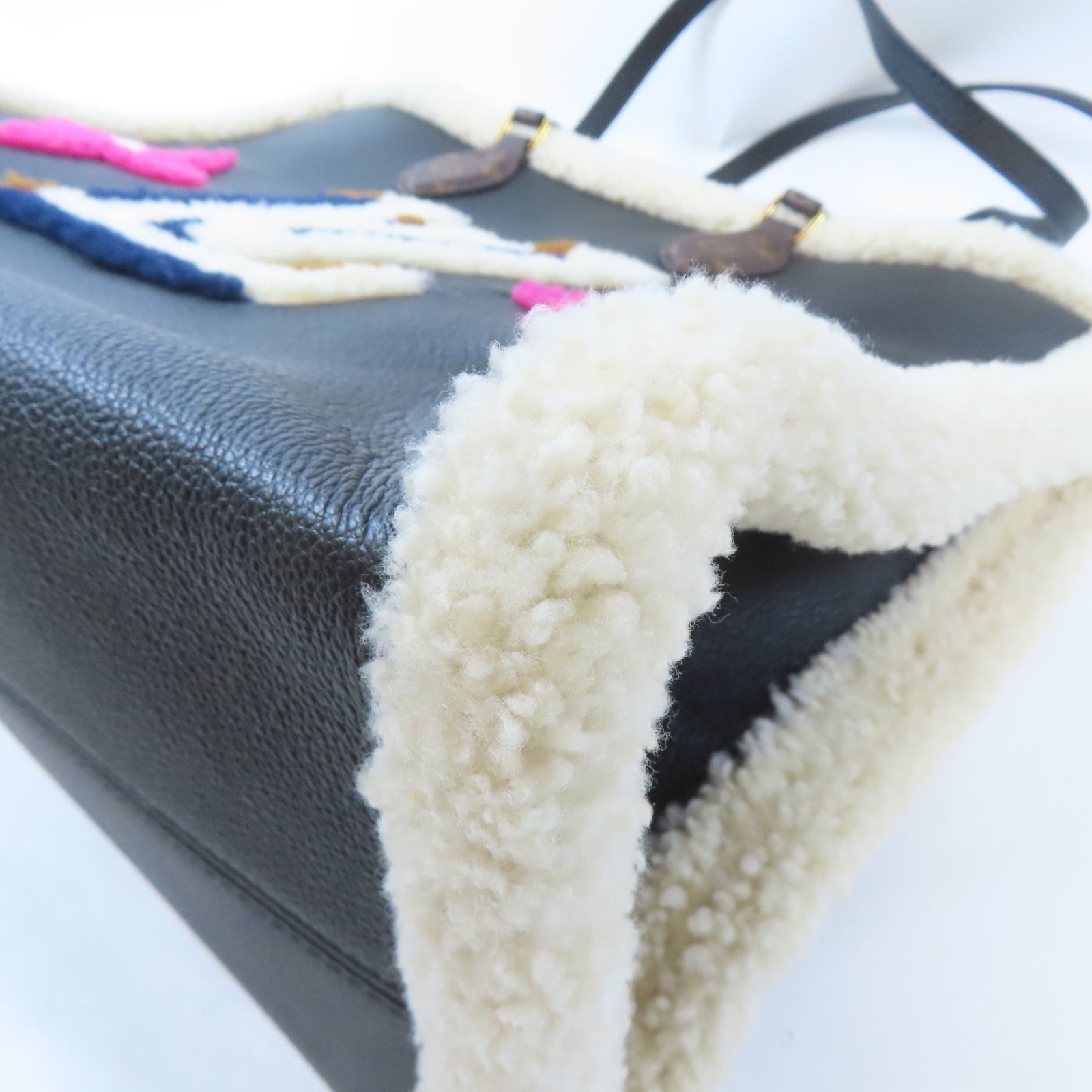 LOUIS VUITTON (PRICE DOWN) LV GHW On The Go GM Tote Bag 2 Way Bag M56958 Calfskin Wool Black