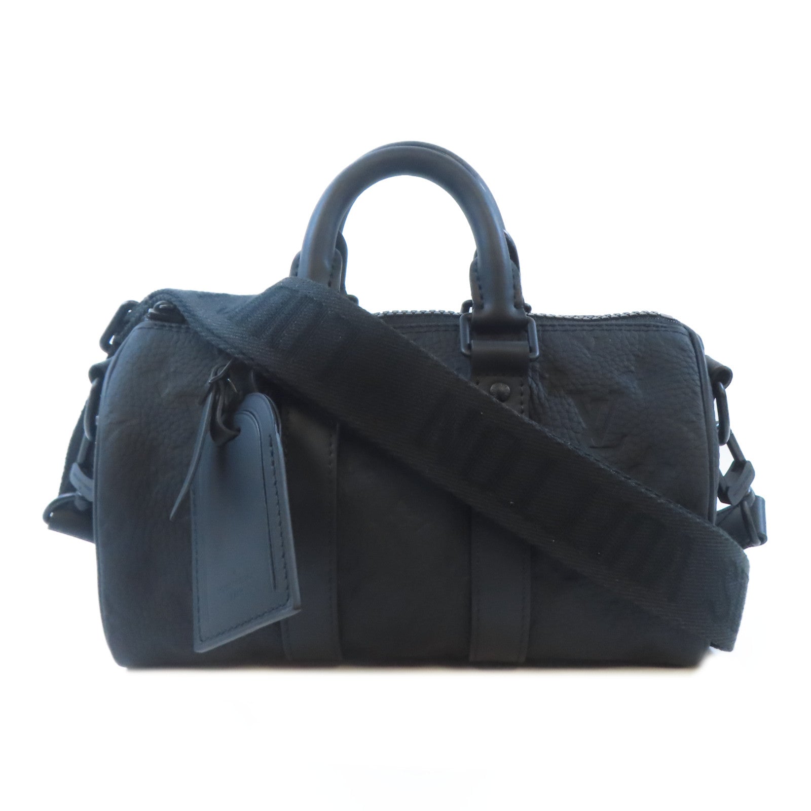 LOUIS VUITTON Monogram Taurillon Keepall Bandoliere 25手挽肩背兩用袋黑色
