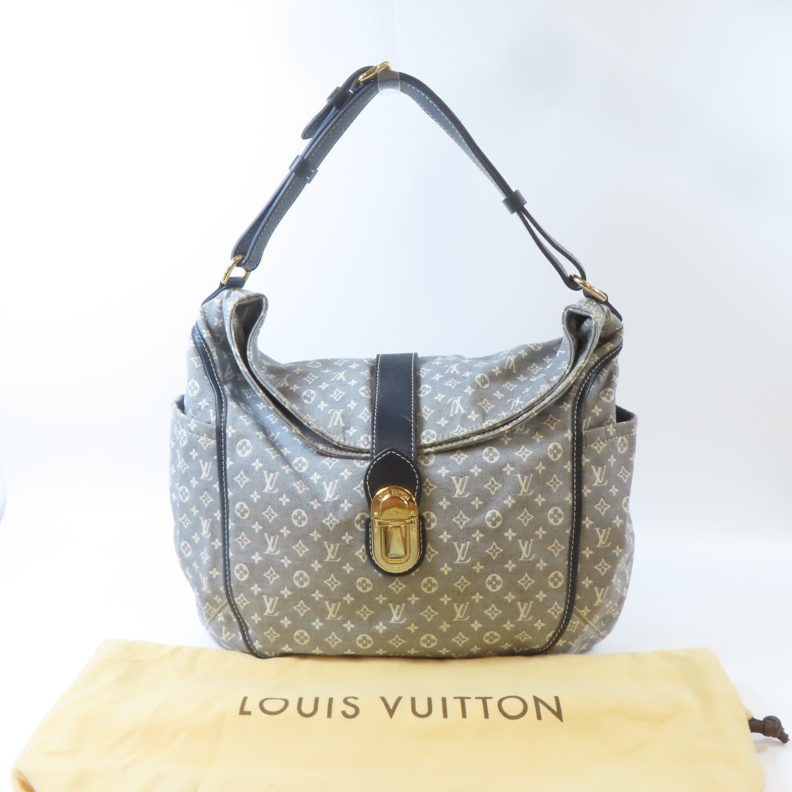 LOUIS VUITTON Monogram Idylle Mini Romance金扣肩背袋灰色