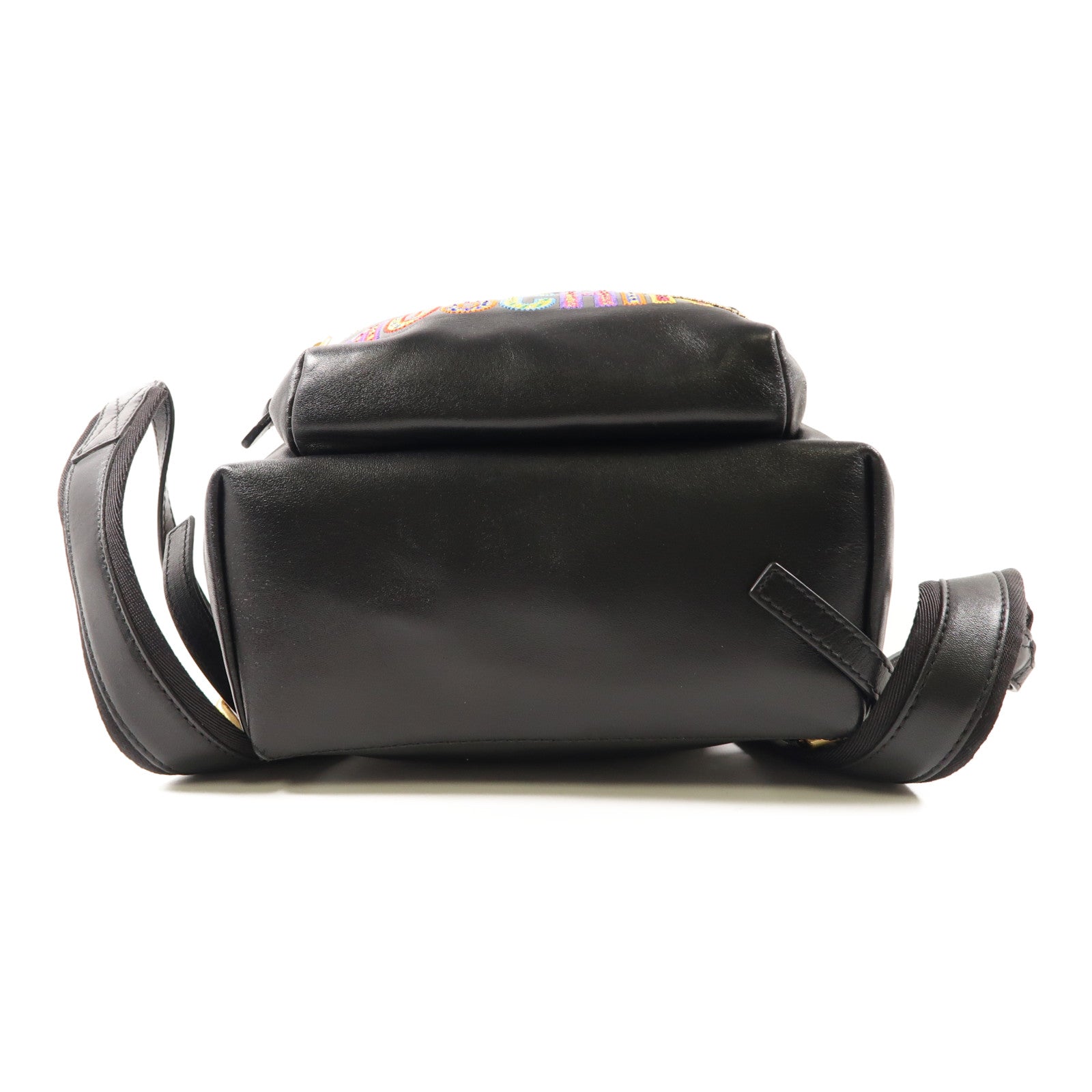 MOSCHINO 牛皮皮革Backpack金扣背包黑色
