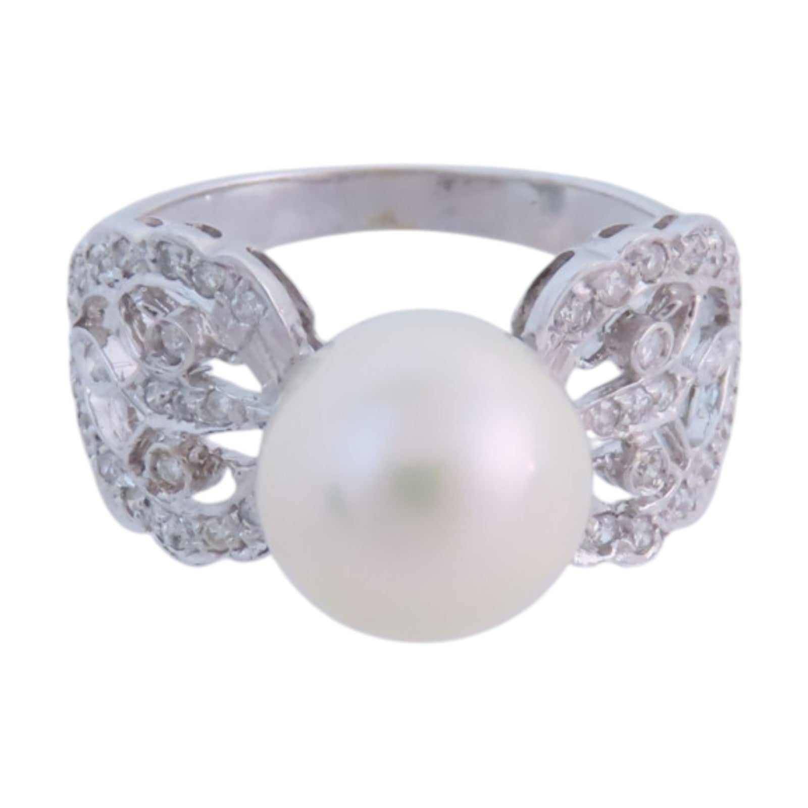 JEWELRY 【激減優惠】18K白金Pearl Diamond Ring珍珠/鑽石戒指US#7.5
