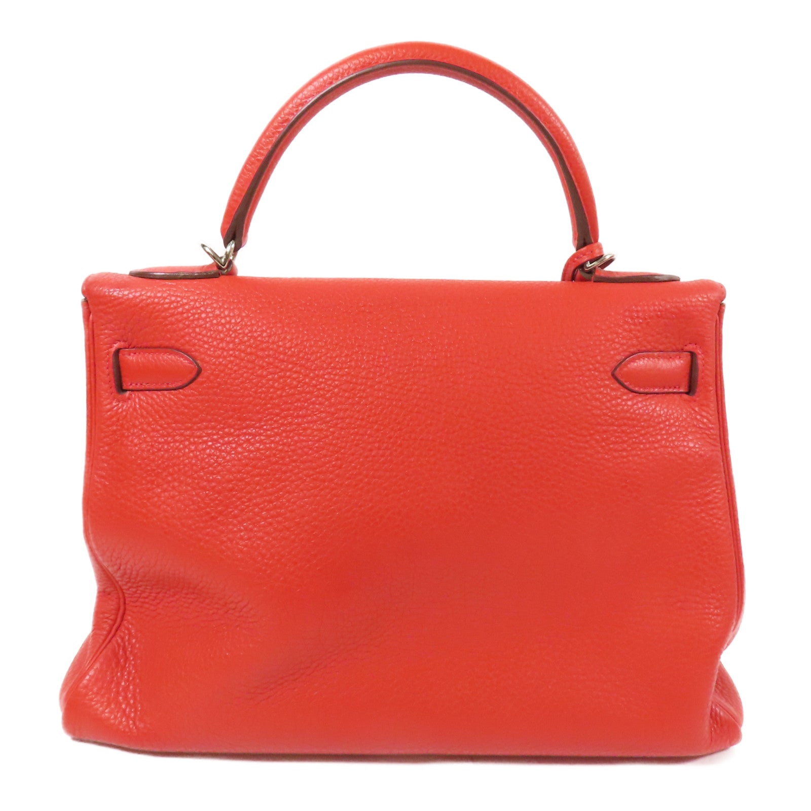 HERMES Clemence皮革Kelly 32銀扣手挽肩背兩用袋Rouge Casaque