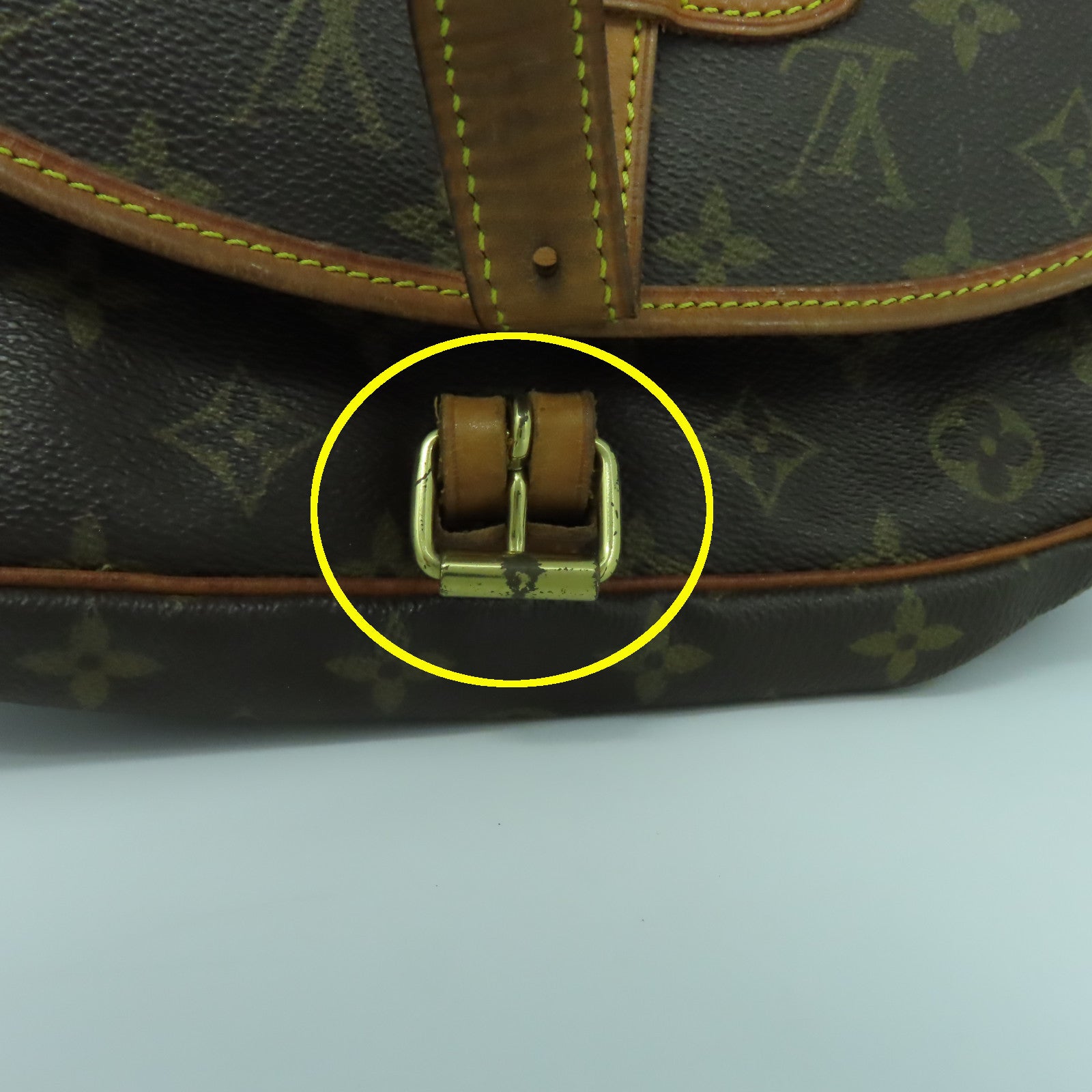 LOUIS VUITTON Monogram Saumur 30金扣肩背袋啡色
