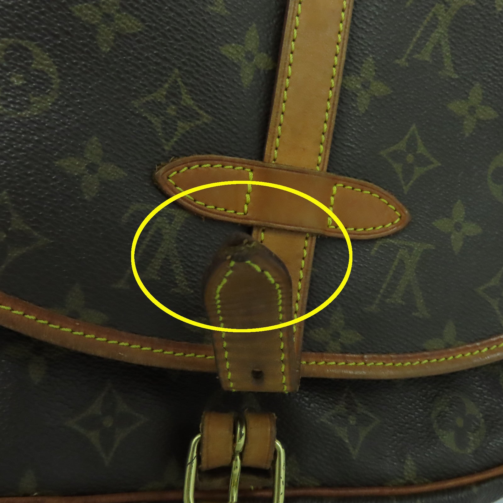 LOUIS VUITTON Monogram Saumur 30金扣肩背袋啡色