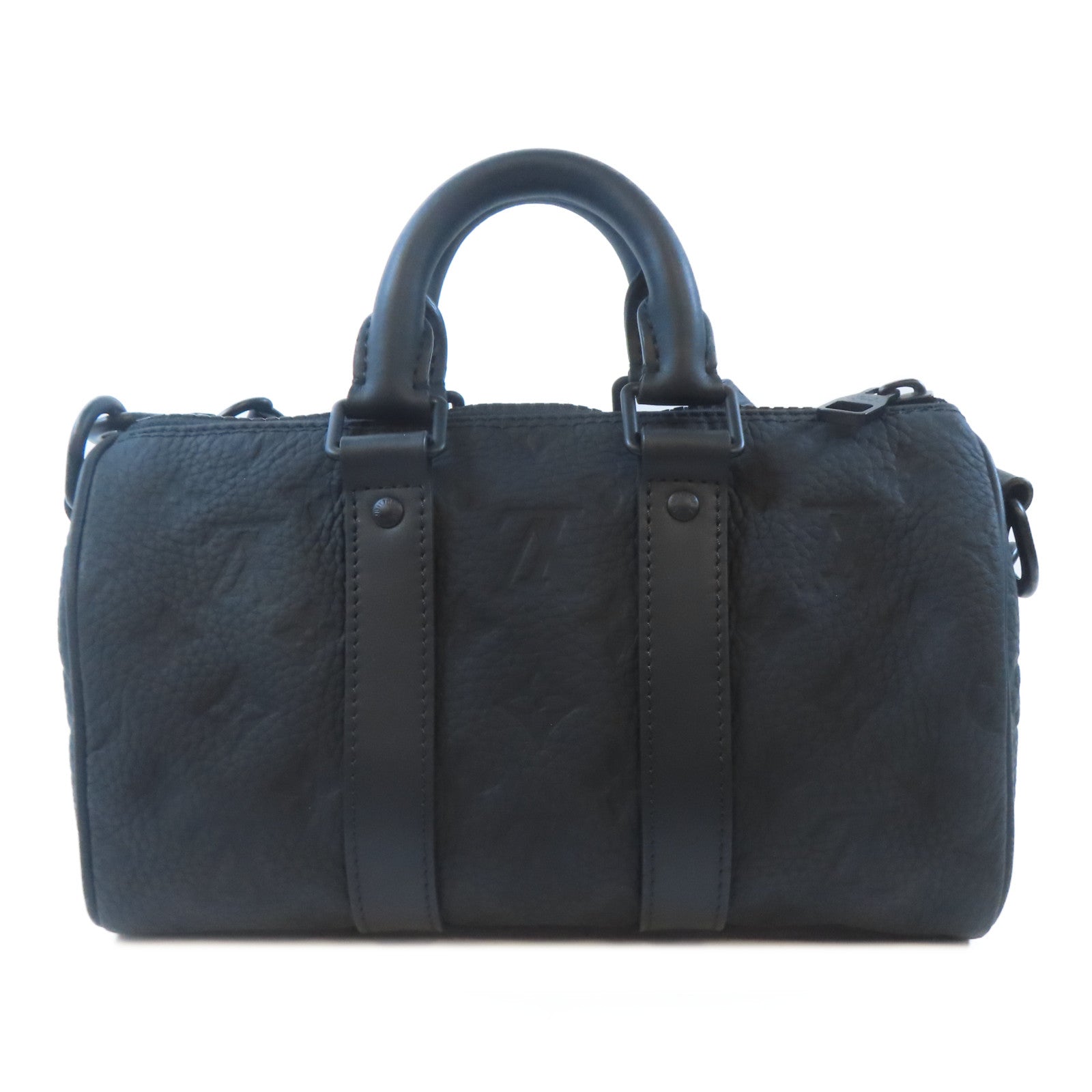 LOUIS VUITTON Monogram Taurillon Keepall Bandoliere 25手挽肩背兩用袋黑色