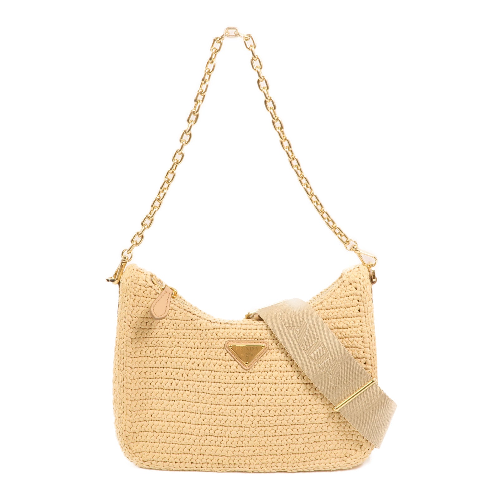 PRADA Raffia Re-Edition 2025金扣手挽肩背兩用袋