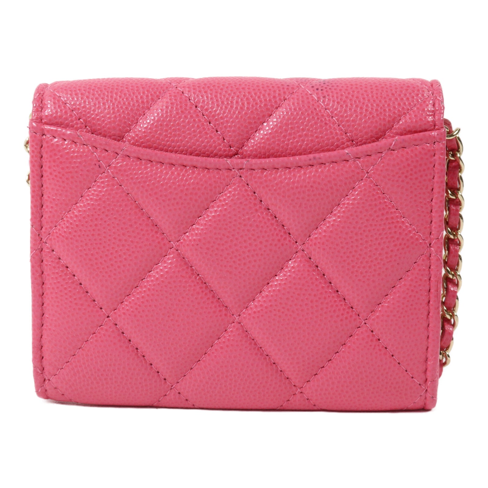 CHANEL 牛皮皮革Quiled Flap Card Holder On Chain鏈帶肩背袋