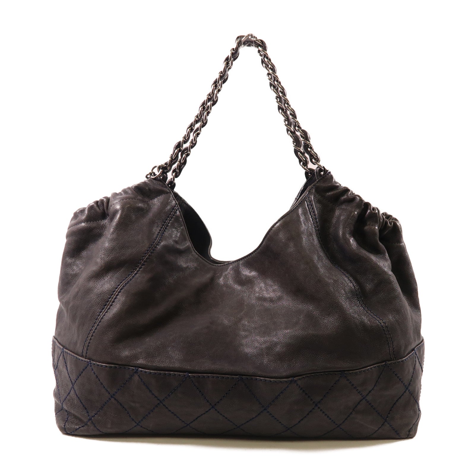 CHANEL 牛皮皮革Shoulder Bag銀扣肩背袋