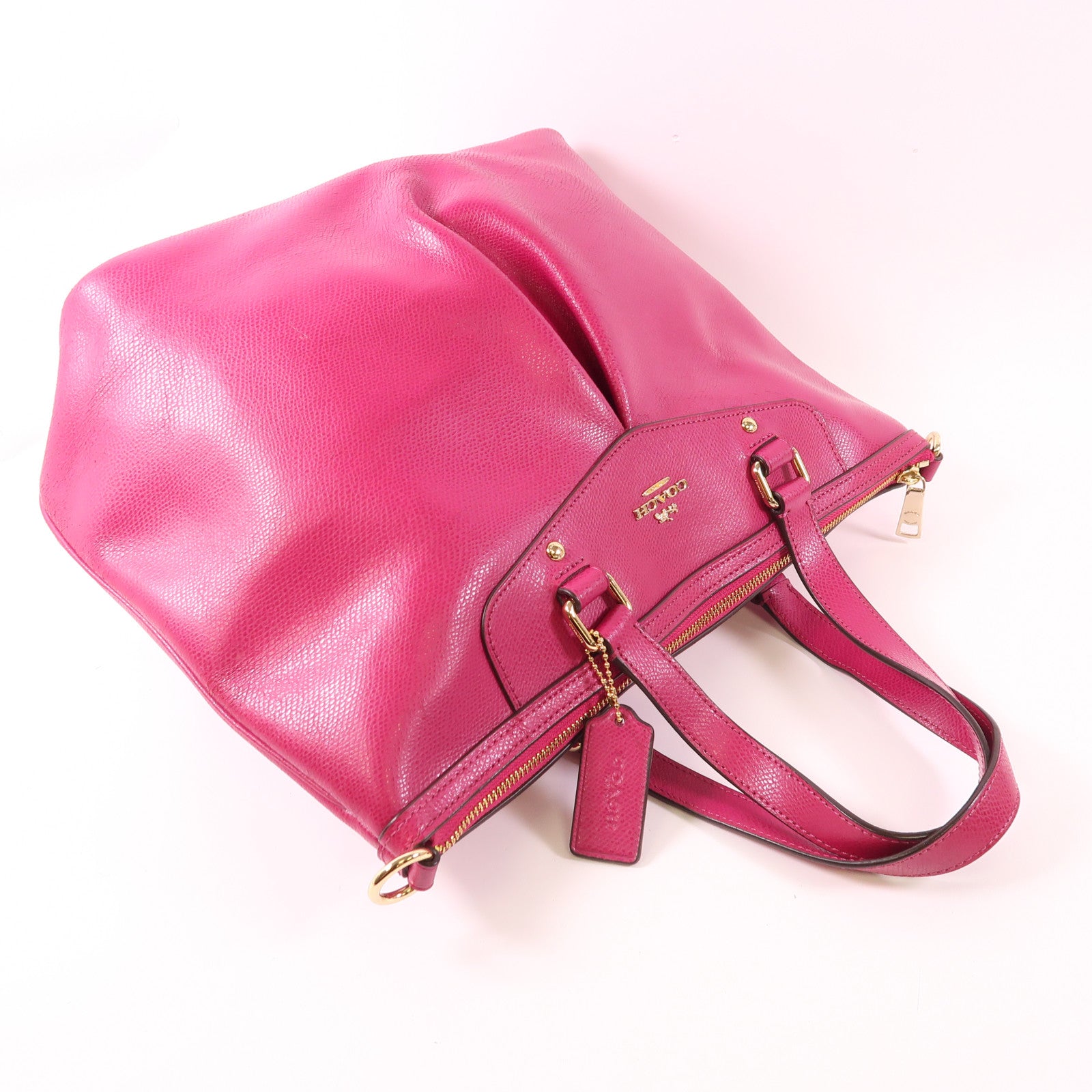 COACH 牛皮皮革2 Way Shoulder金扣手挽肩背兩用袋