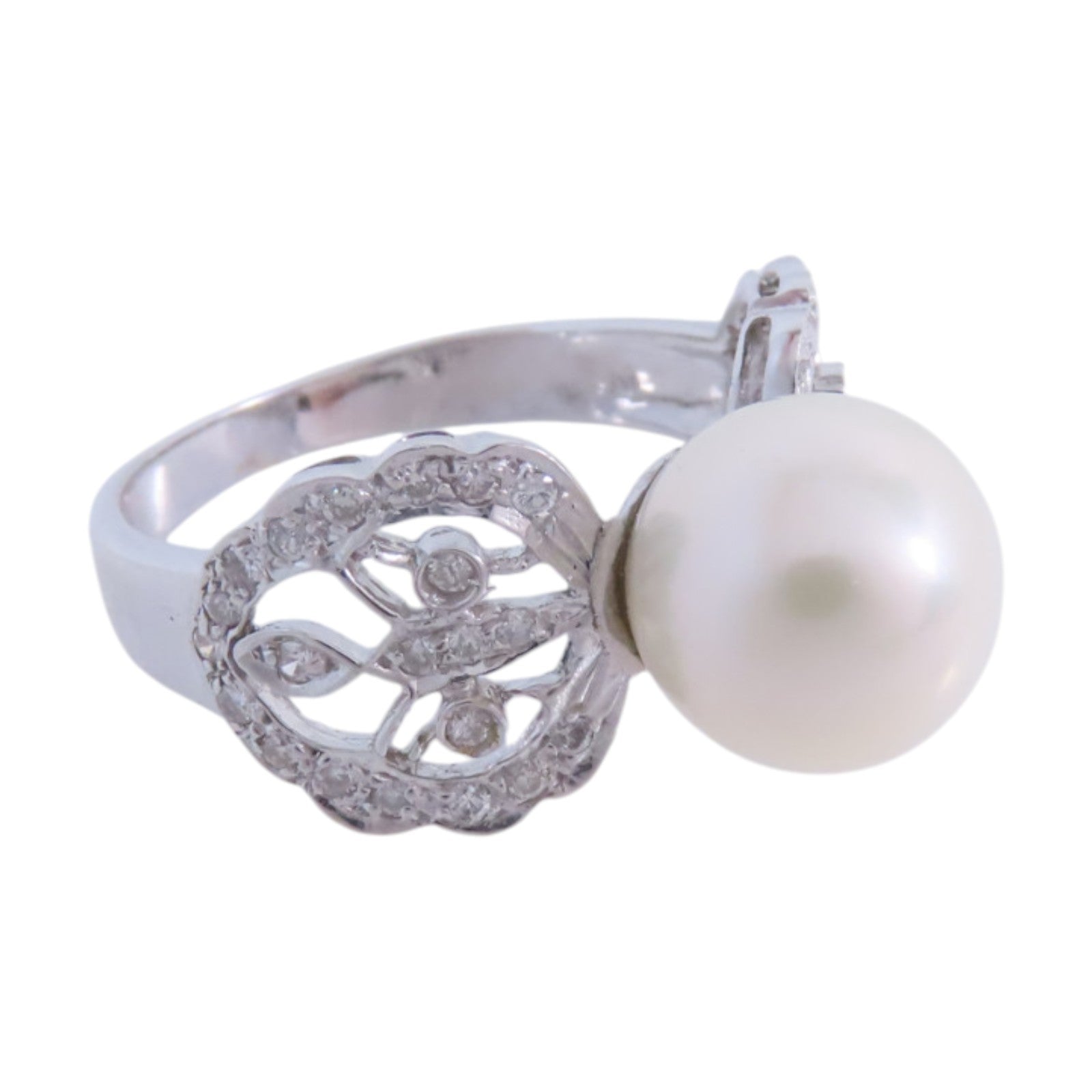JEWELRY 【激減優惠】18K白金Pearl Diamond Ring珍珠/鑽石戒指US#7.5