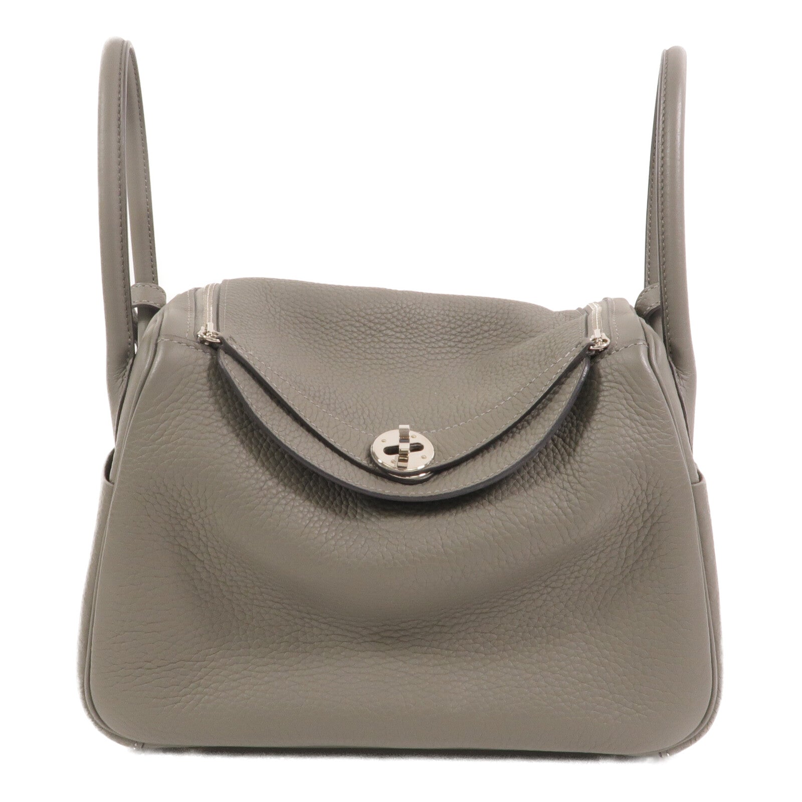 HERMES Clemence皮革Lindy 26手挽肩背兩用袋Gris Meyer