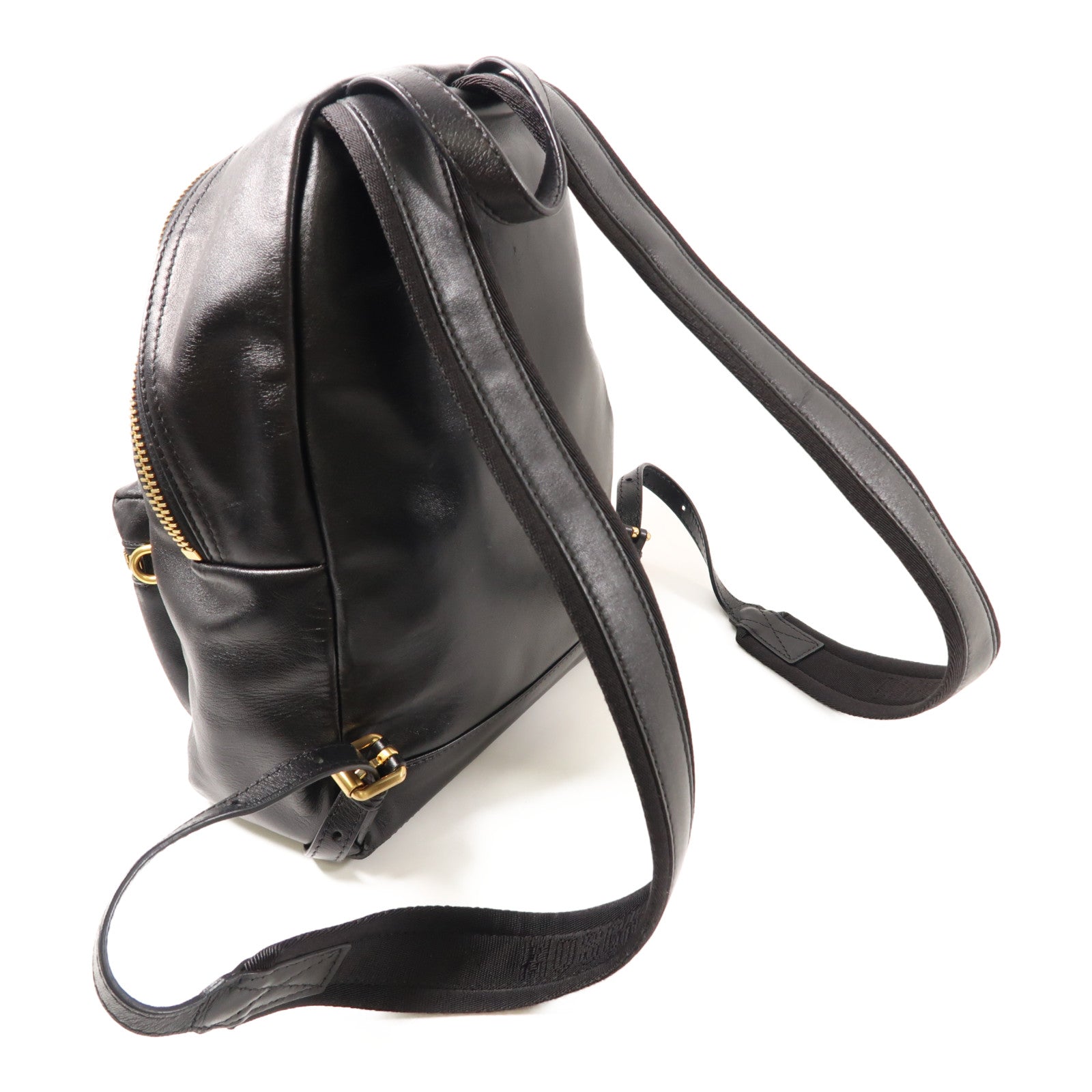 MOSCHINO 牛皮皮革Backpack金扣背包黑色