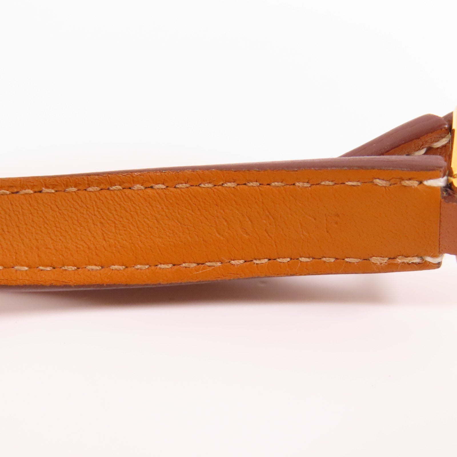 HERMES Swift皮革Rivale Double Tour Bracelet金扣手鐲37 Gold經典駝色
