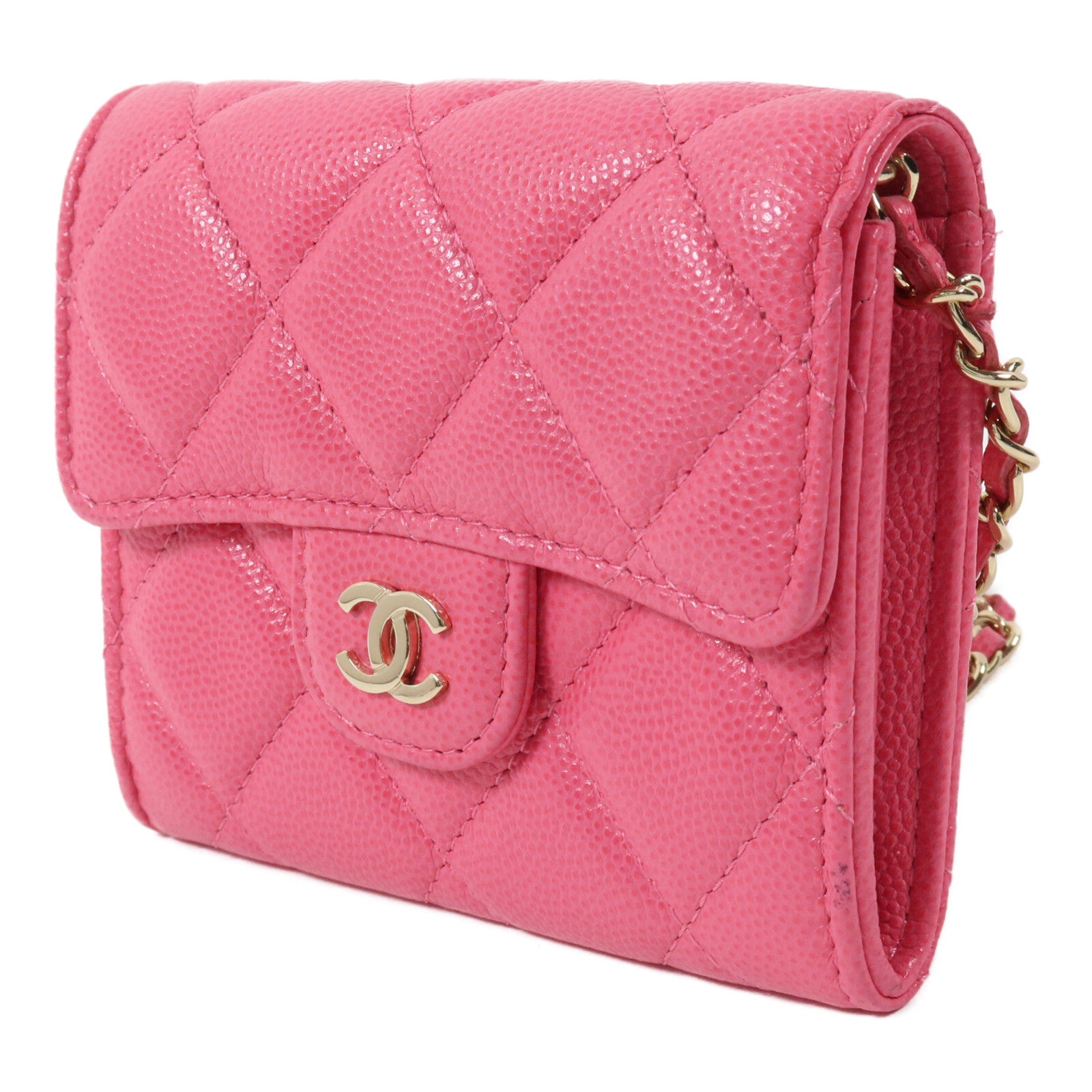 CHANEL 牛皮皮革Quiled Flap Card Holder On Chain鏈帶肩背袋
