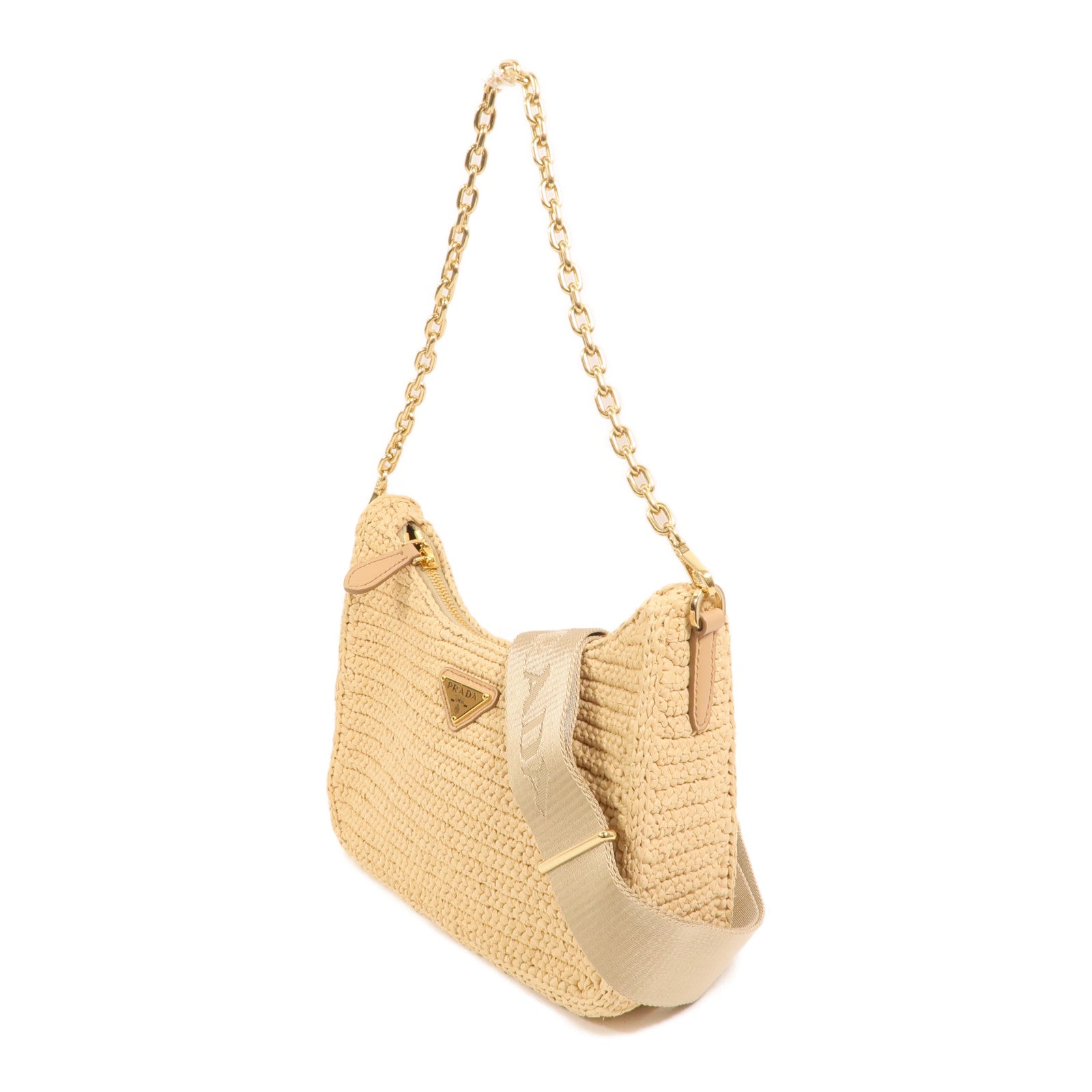 PRADA Raffia Re-Edition 2025金扣手挽肩背兩用袋
