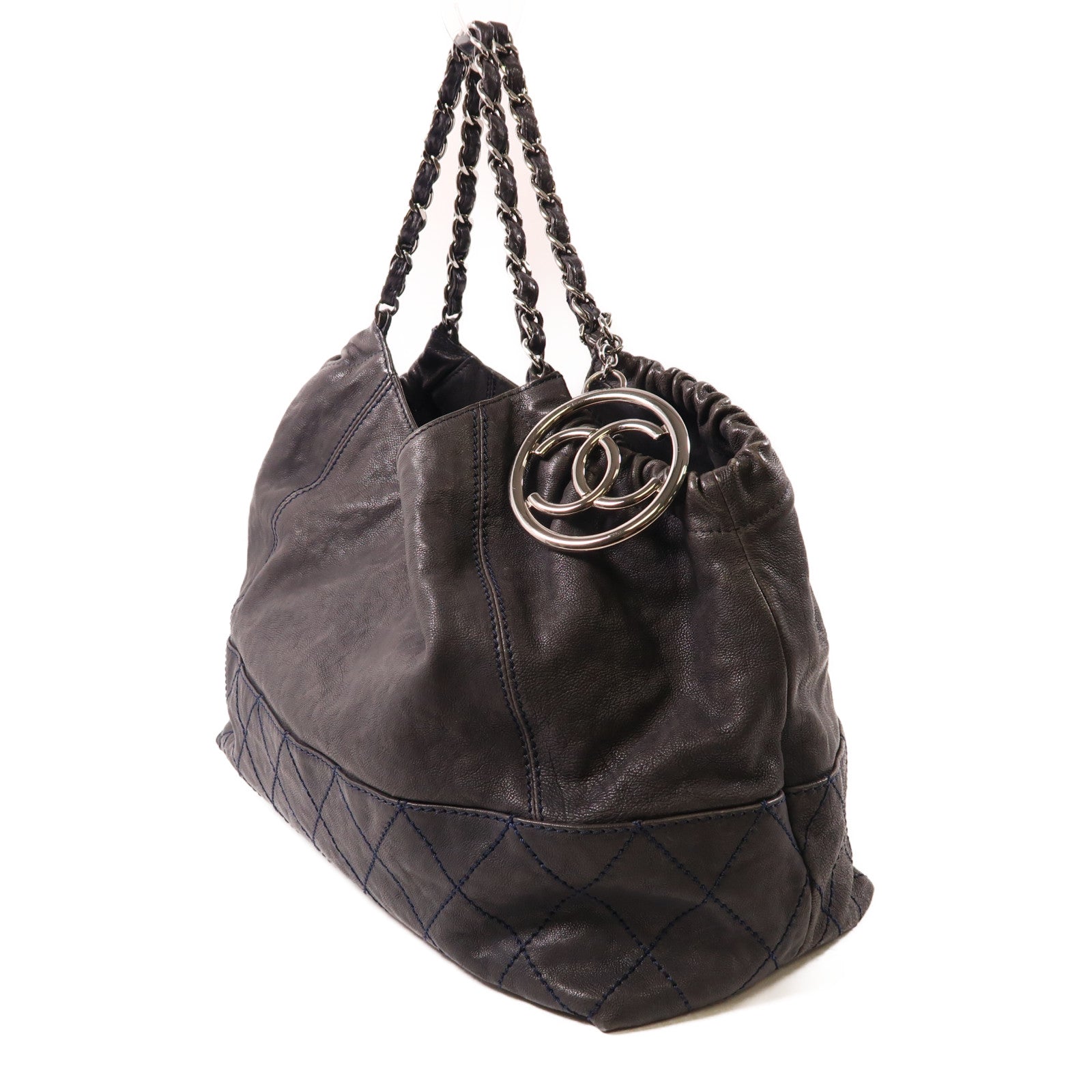 CHANEL 牛皮皮革Shoulder Bag銀扣肩背袋