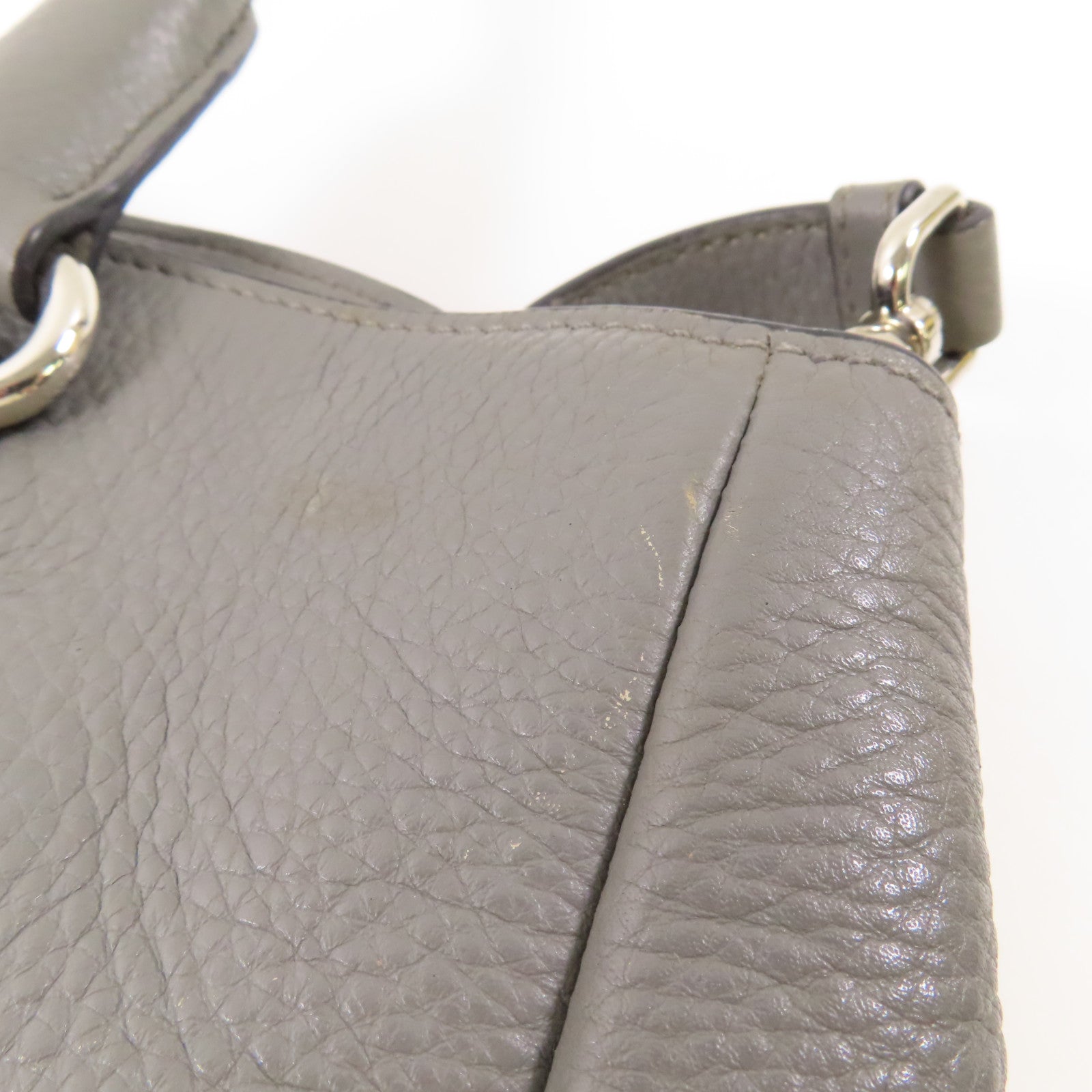 PRADA SHW 2 Way Shoulder Bag Handbag Calfskin Leather Gray Grey
