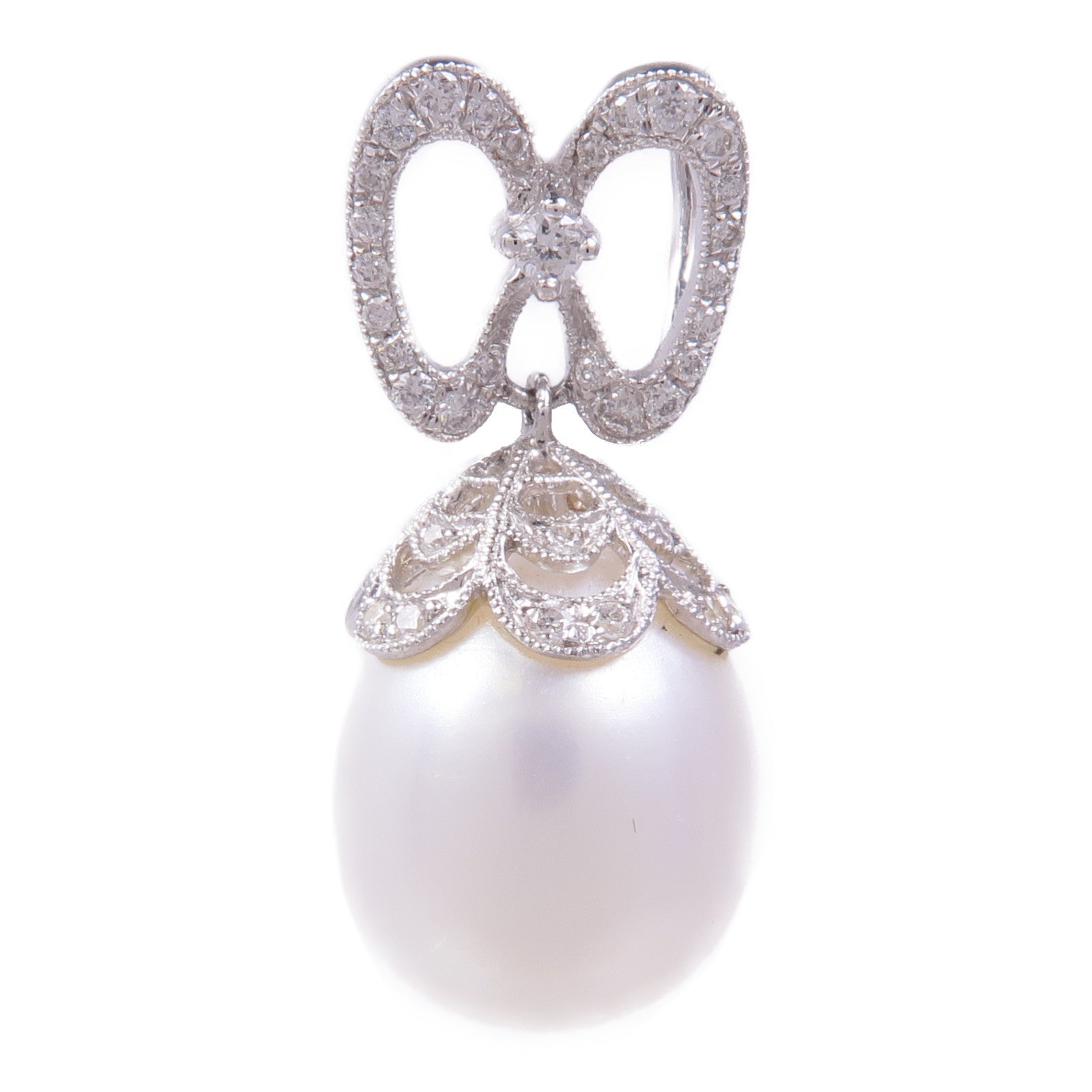 JEWELRY 18K白金Pearl Pendant Top珍珠/鑽石吊墜