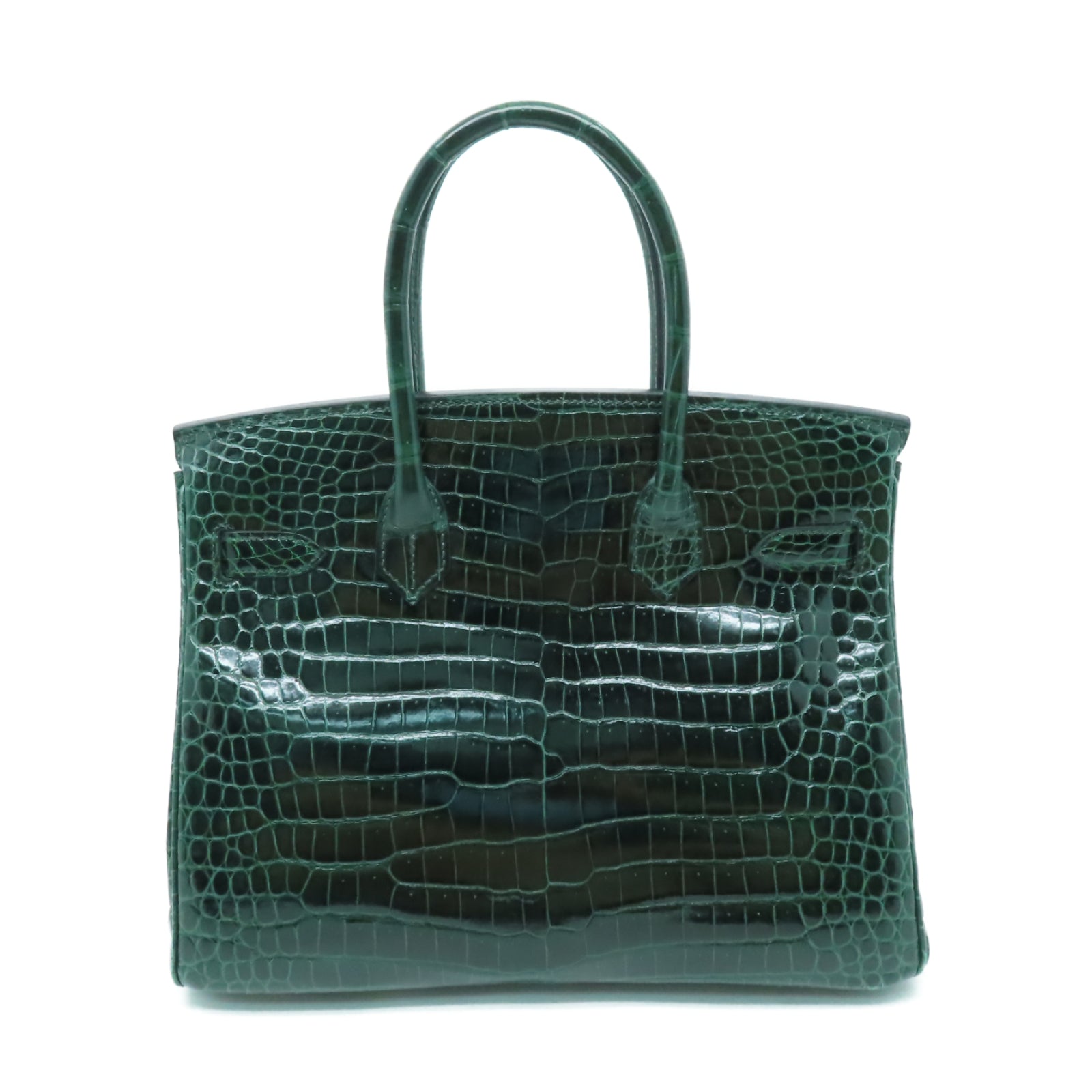 HERMES 【清倉大減價】鱷魚皮革Birkin 30金扣手挽袋綠色