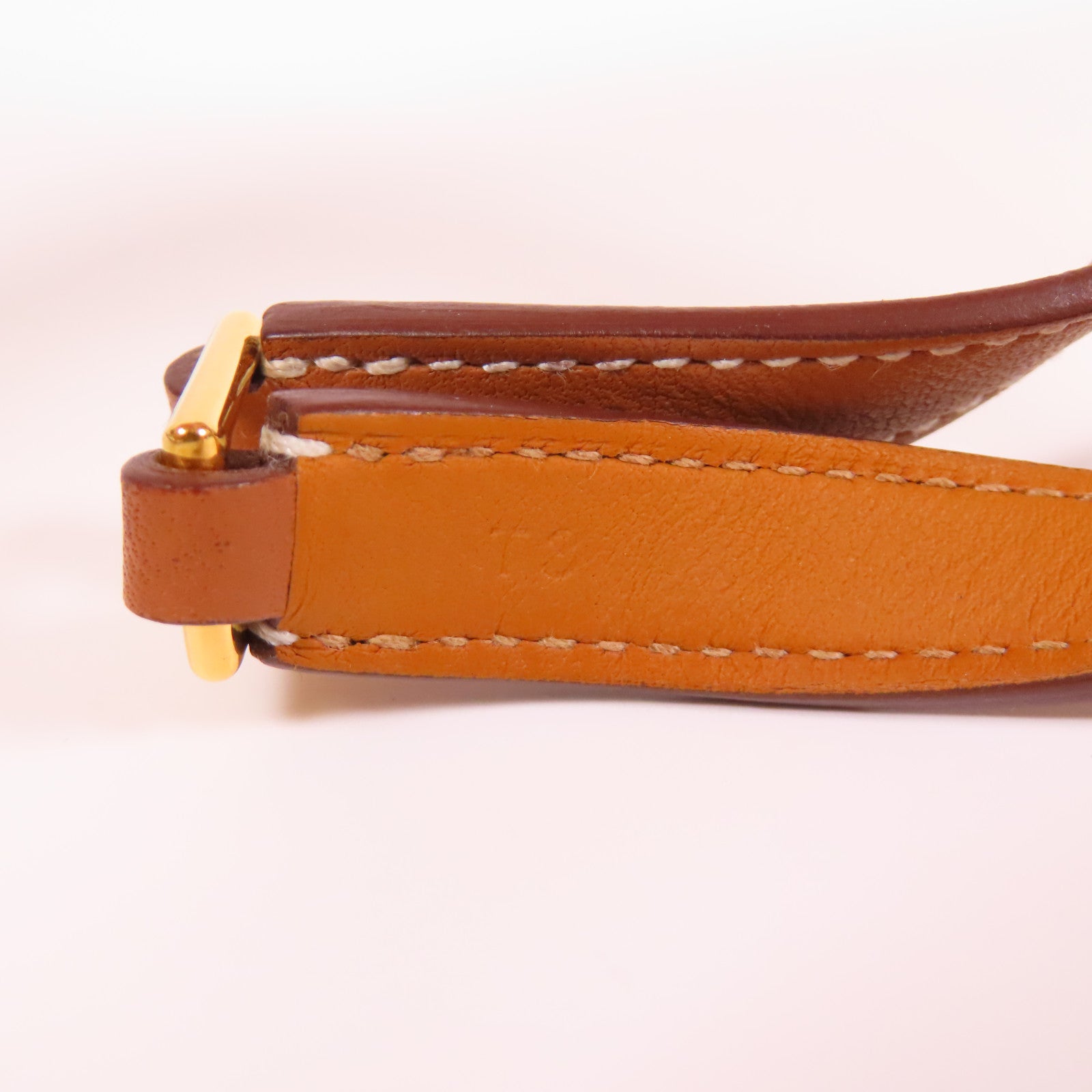 HERMES Swift皮革Rivale Double Tour Bracelet金扣手鐲37 Gold經典駝色