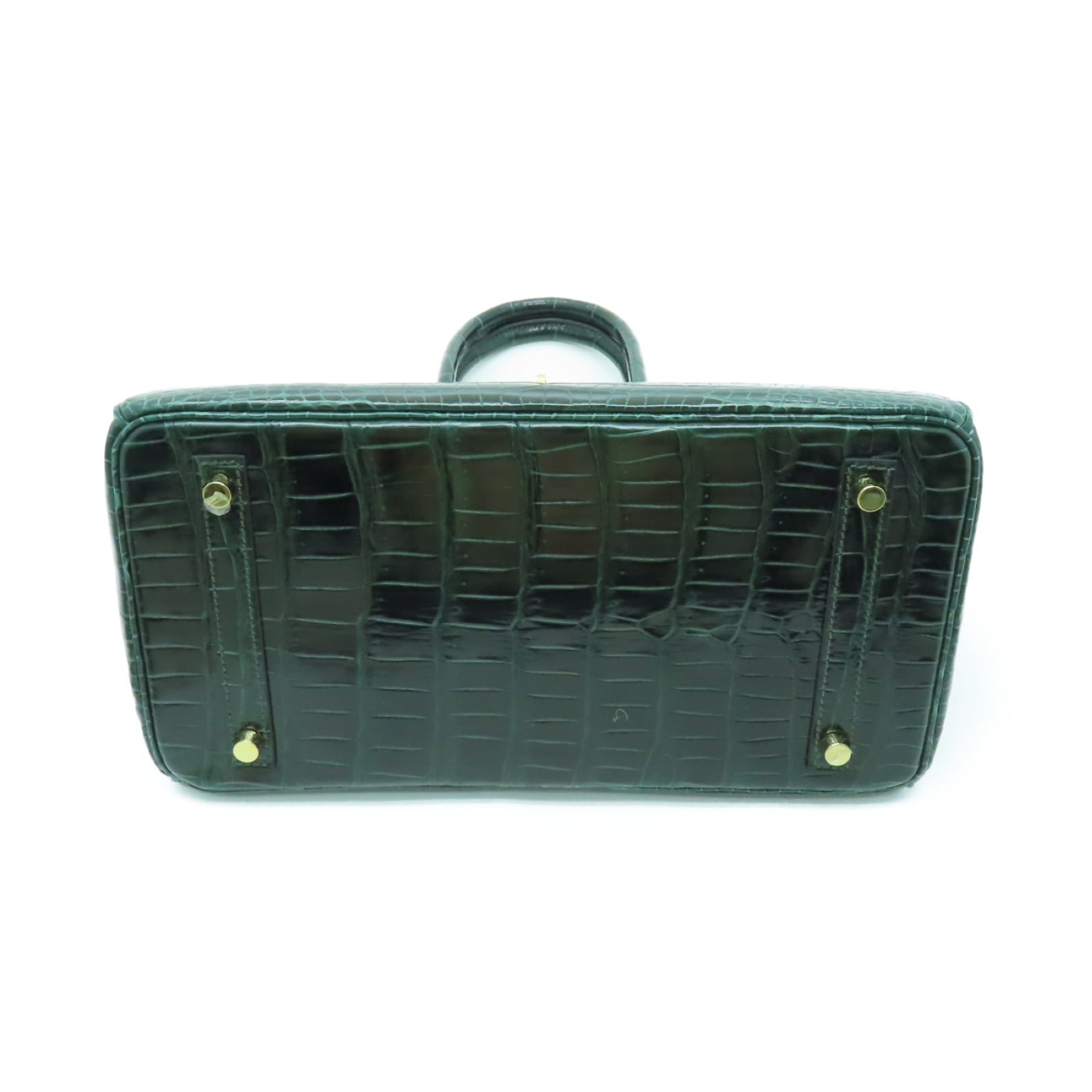 HERMES 【清倉大減價】鱷魚皮革Birkin 30金扣手挽袋綠色