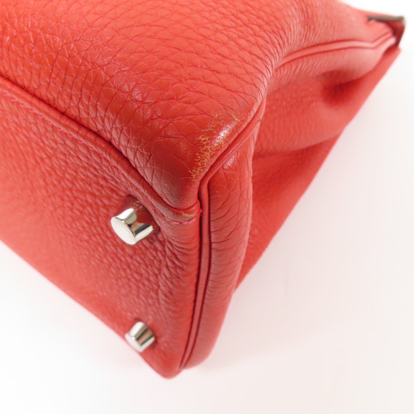 HERMES Clemence皮革Kelly 32銀扣手挽肩背兩用袋Rouge Casaque