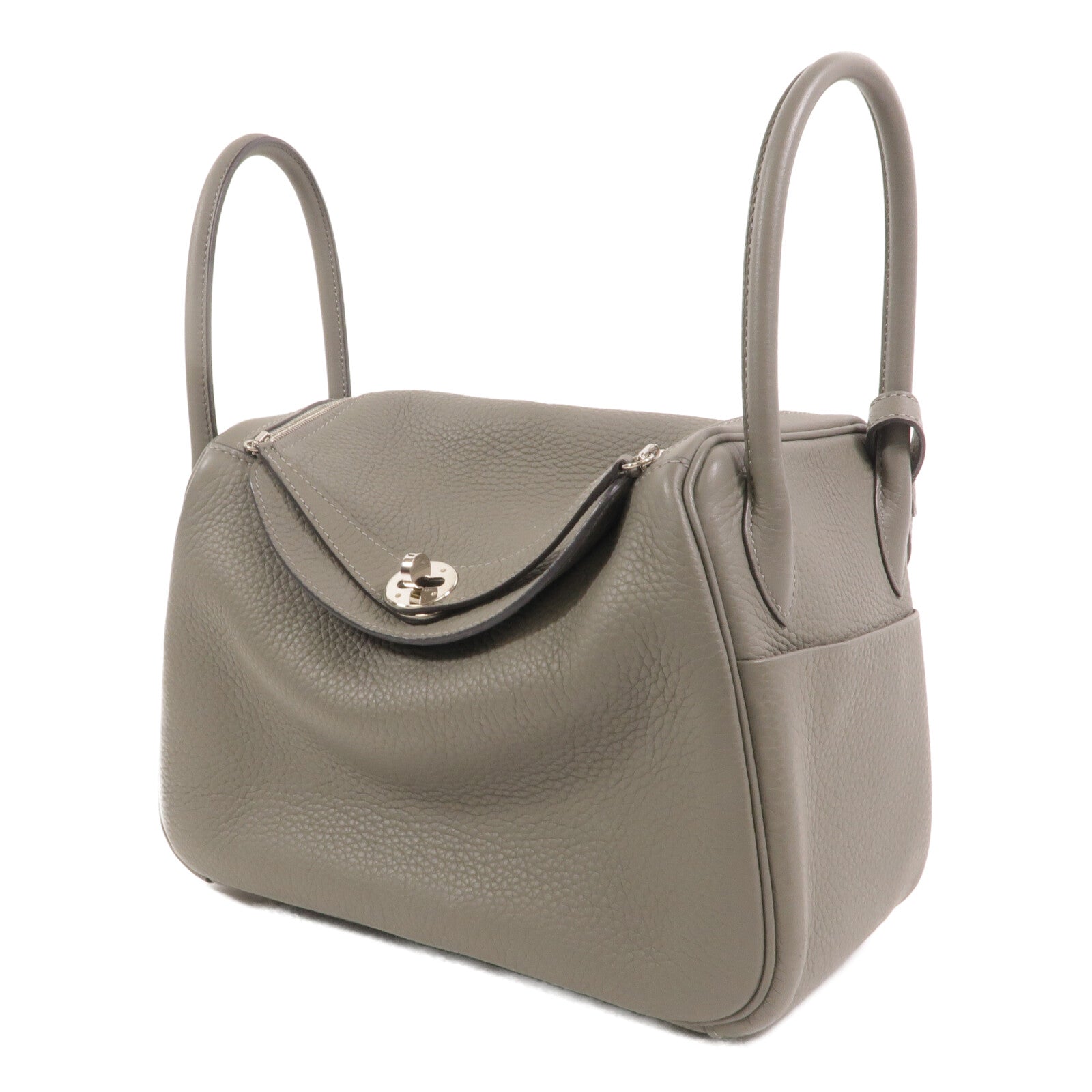HERMES Clemence皮革Lindy 26手挽肩背兩用袋Gris Meyer