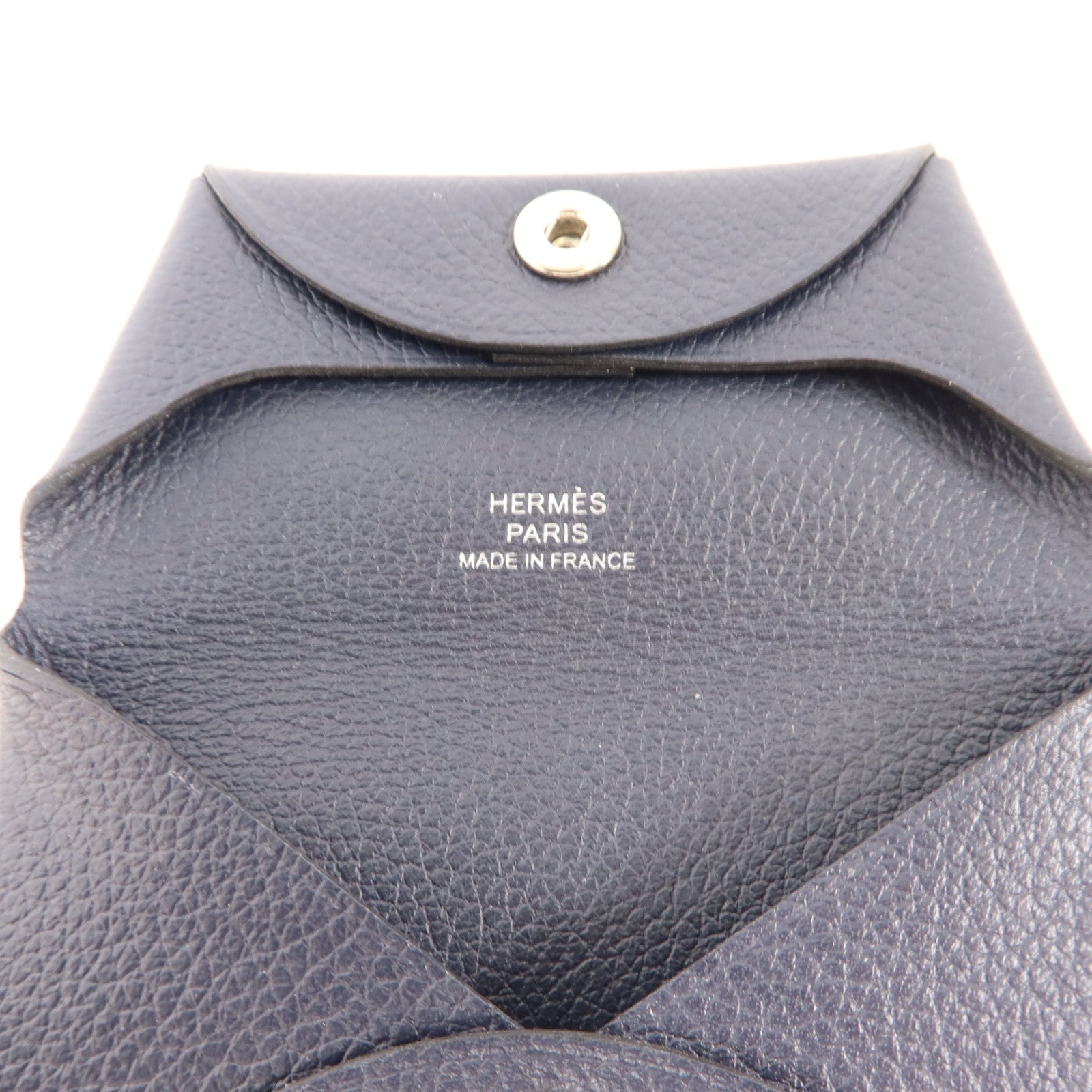 HERMES Evercolor皮革Bastia零錢包Bleu Nuit