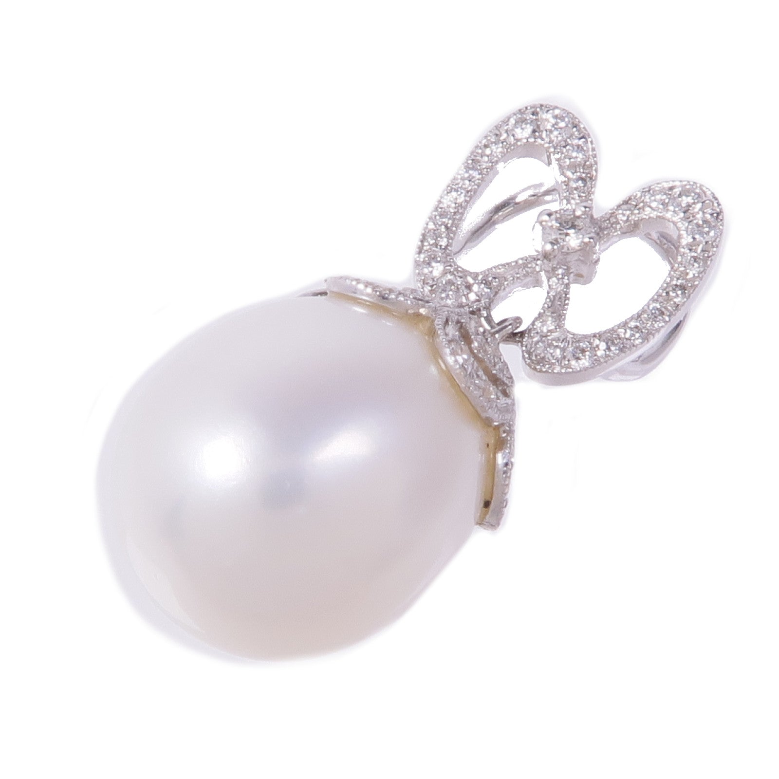 JEWELRY 18K白金Pearl Pendant Top珍珠/鑽石吊墜
